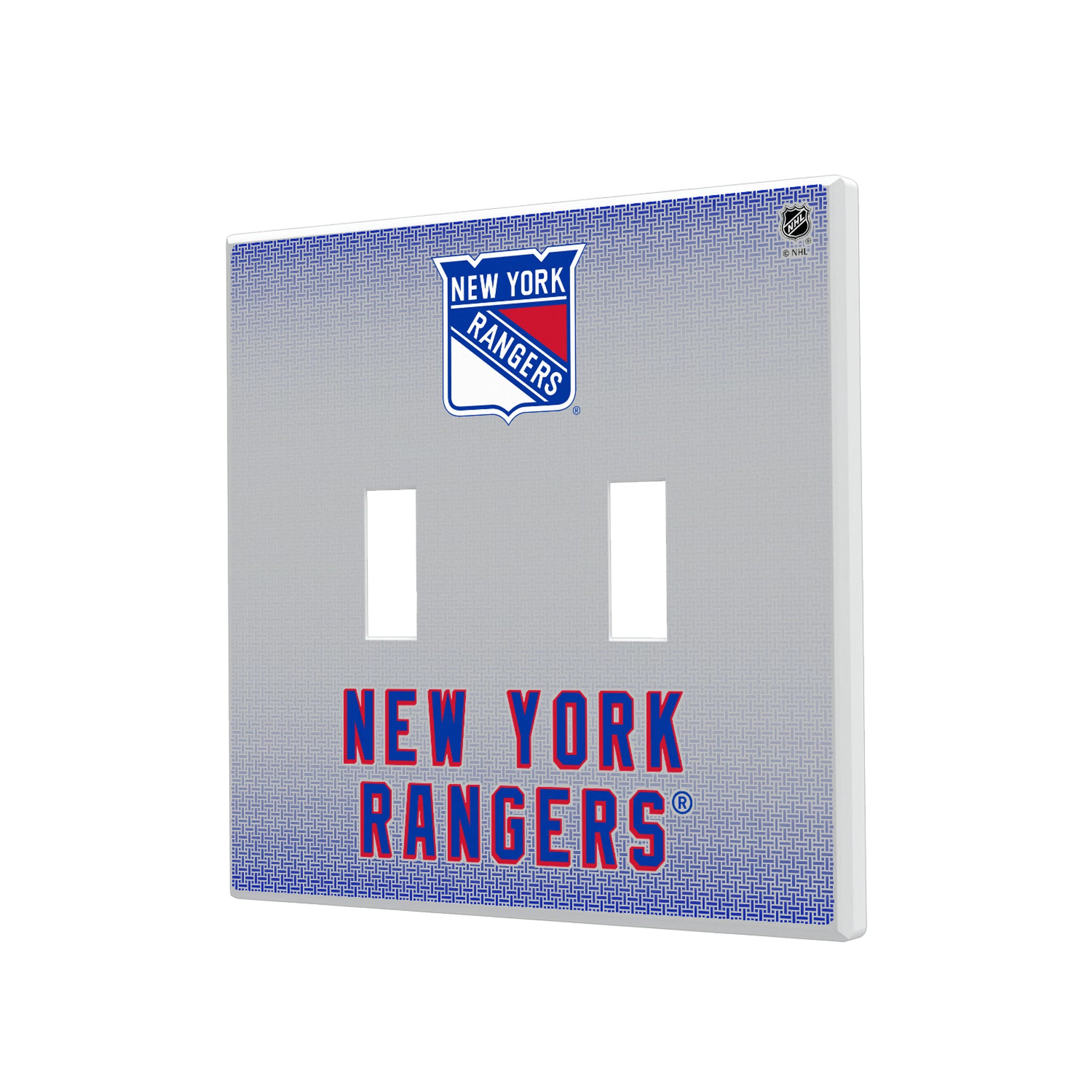 New York Rangers Linen Hidden-Screw Light Switch Plate#Style_Double Toggle