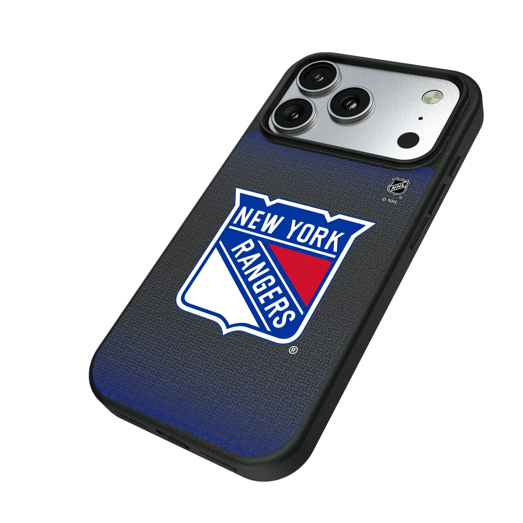 New York Rangers Linen iPhone MagSafe Compatible Phone Case for Apple iPhone - Isometric View#Device_iPhone 17 Pro