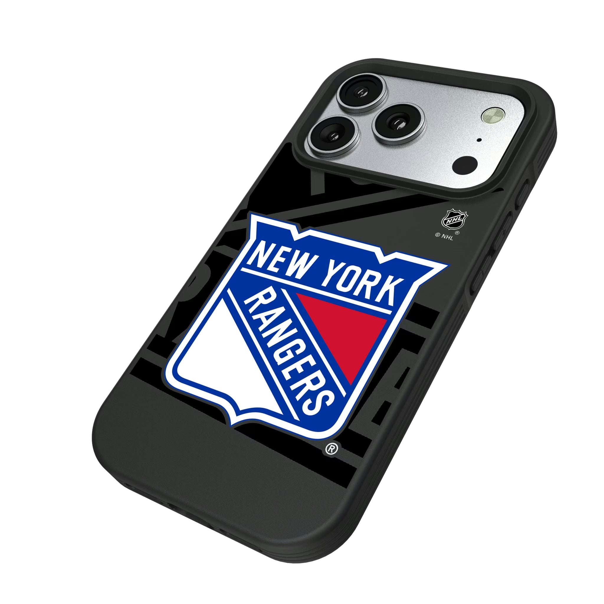 New York Rangers Monocolor Tilt iPhone Bump Phone Case for Apple iPhone - Isometric View#Device_iPhone 17 Pro