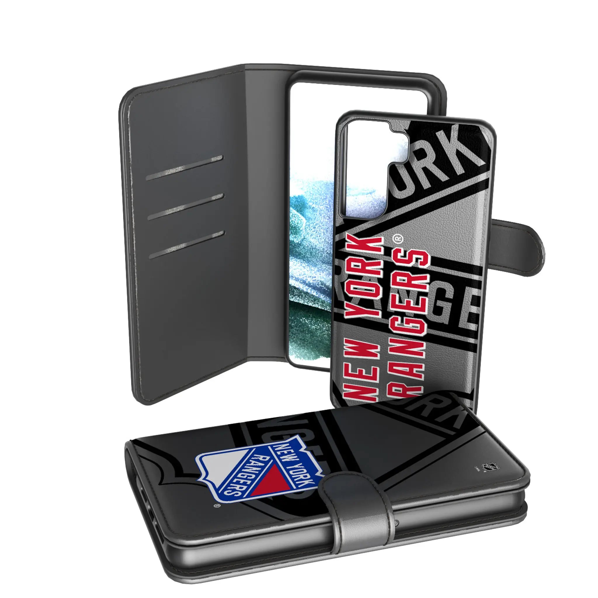 New York Rangers Monocolor Tilt Galaxy Wallet Phone Case for Samsung Galaxy