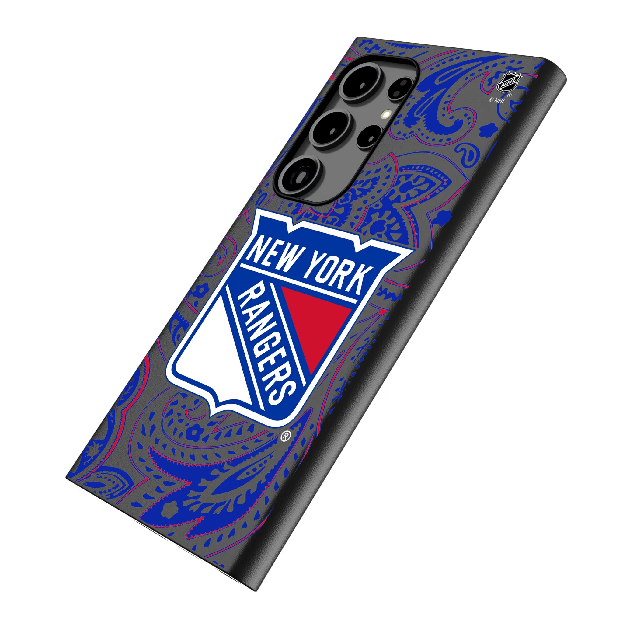 New York Rangers Paisley Galaxy MagSafe Compatible Phone Case for Samsung Galaxy - Isometric View