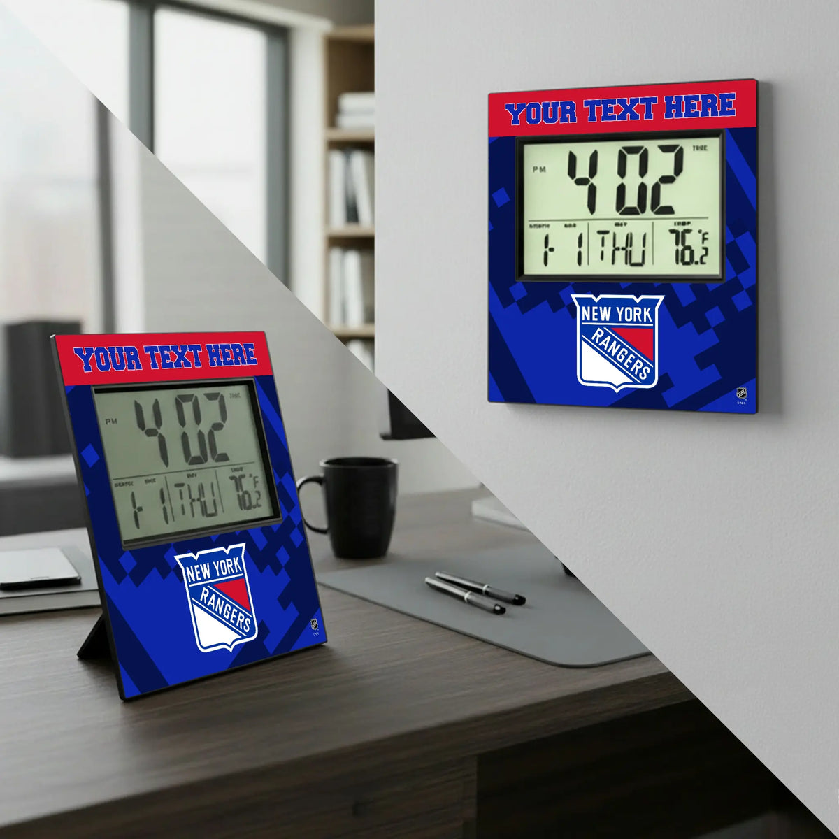 New York Rangers Personalized Color Block Wall Clock - Lifestyle