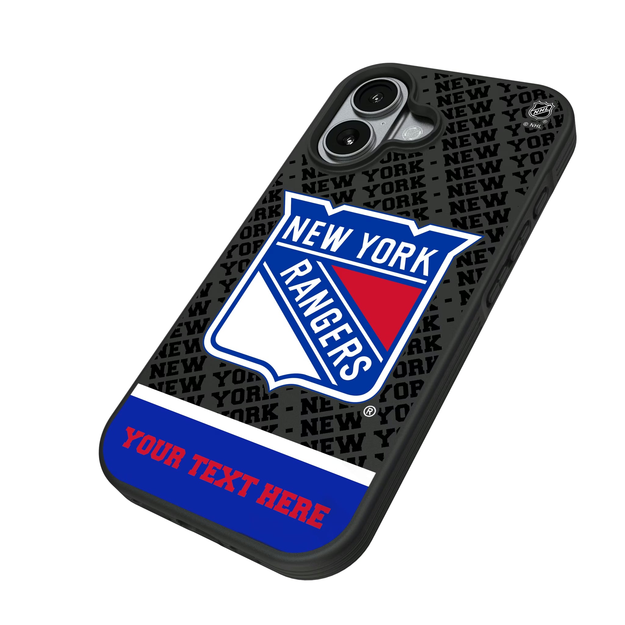 New York Rangers Personalized EndZone Plus iPhone Bump Phone Case for Apple iPhone - Isometric View#Device_iPhone 17