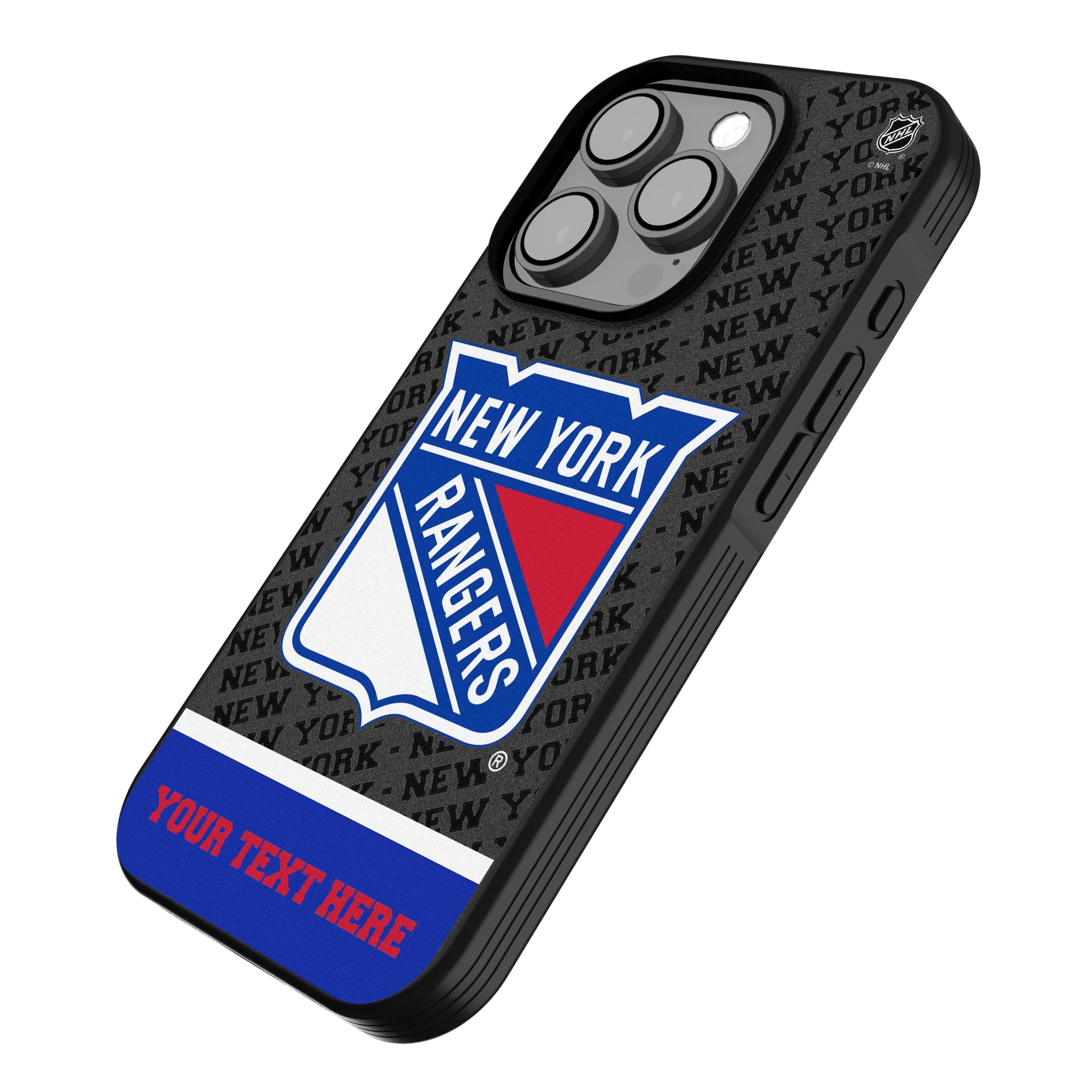 New York Rangers Personalized EndZone Plus iPhone Bump Phone Case for Apple iPhone - Isometric View
