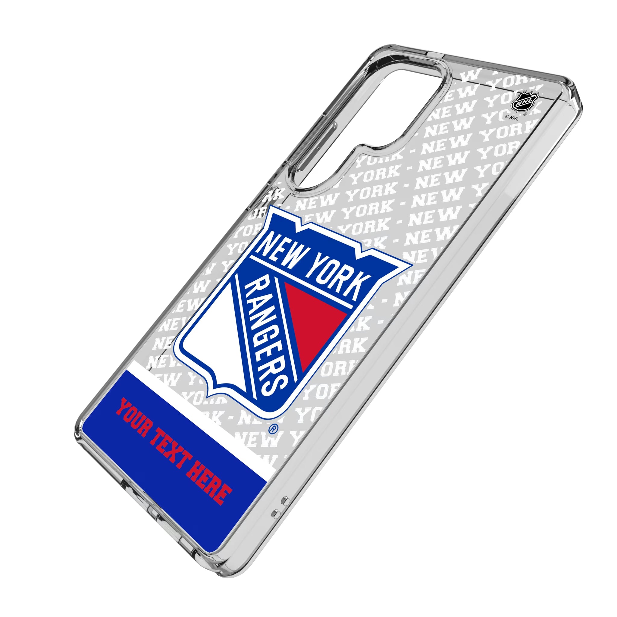 New York Rangers Personalized EndZone Plus Galaxy Clear Phone Case for Samsung Galaxy - Isometric View