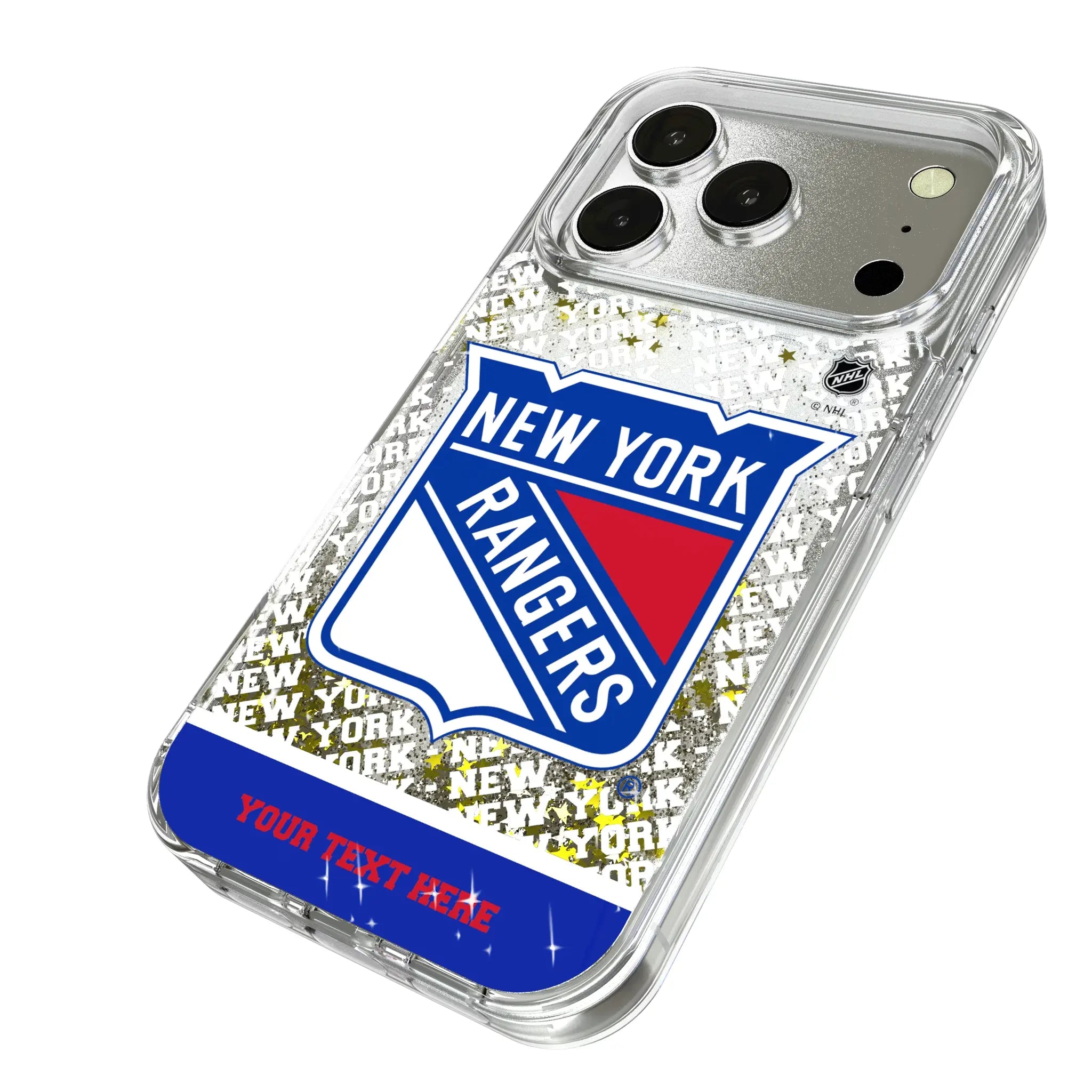 New York Rangers Personalized EndZone Plus iPhone Glitter Phone Case for Apple iPhone - Isometric View