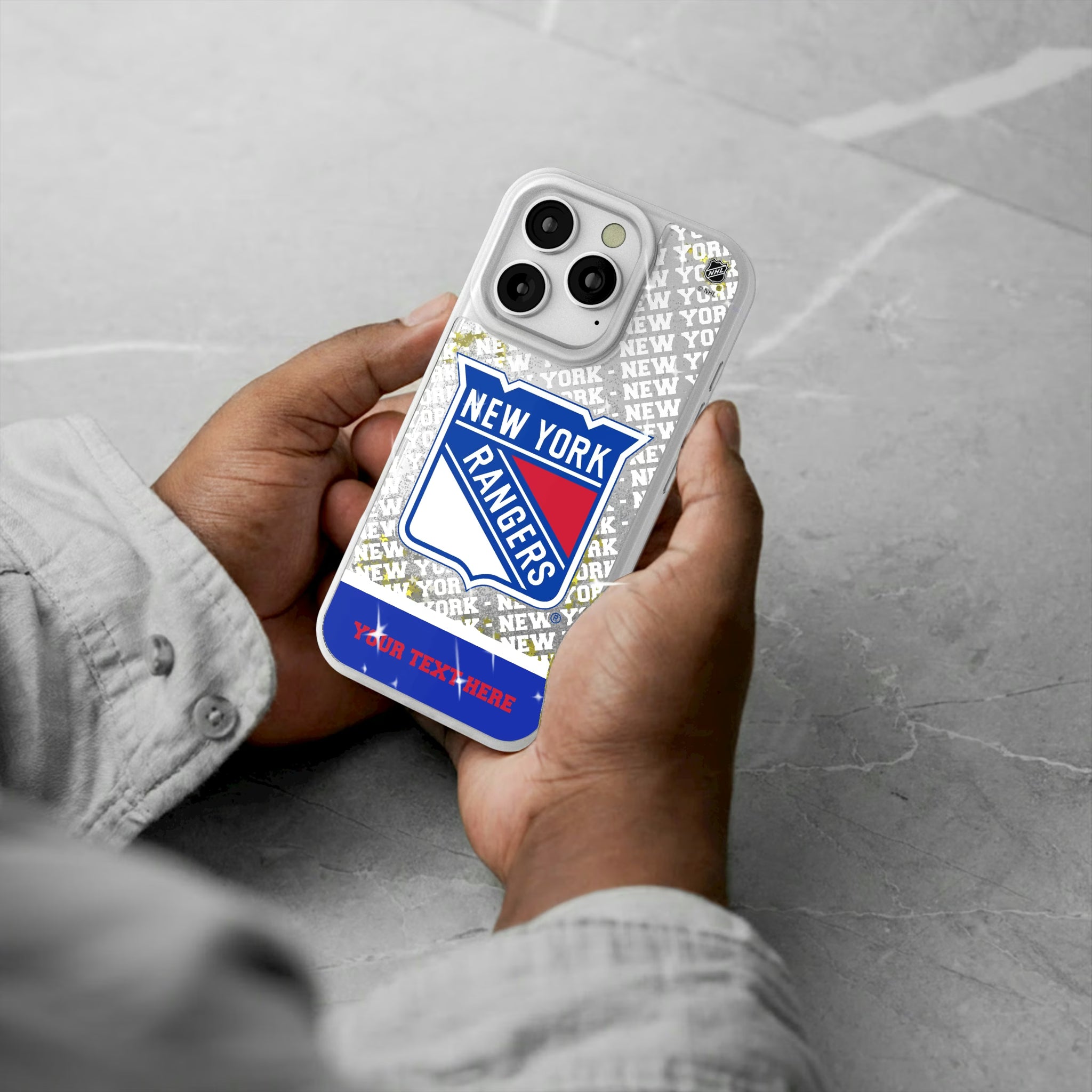 New York Rangers Personalized EndZone Plus iPhone Glitter Phone Case for Apple iPhone - Lifestyle#Device_iPhone 16 Pro