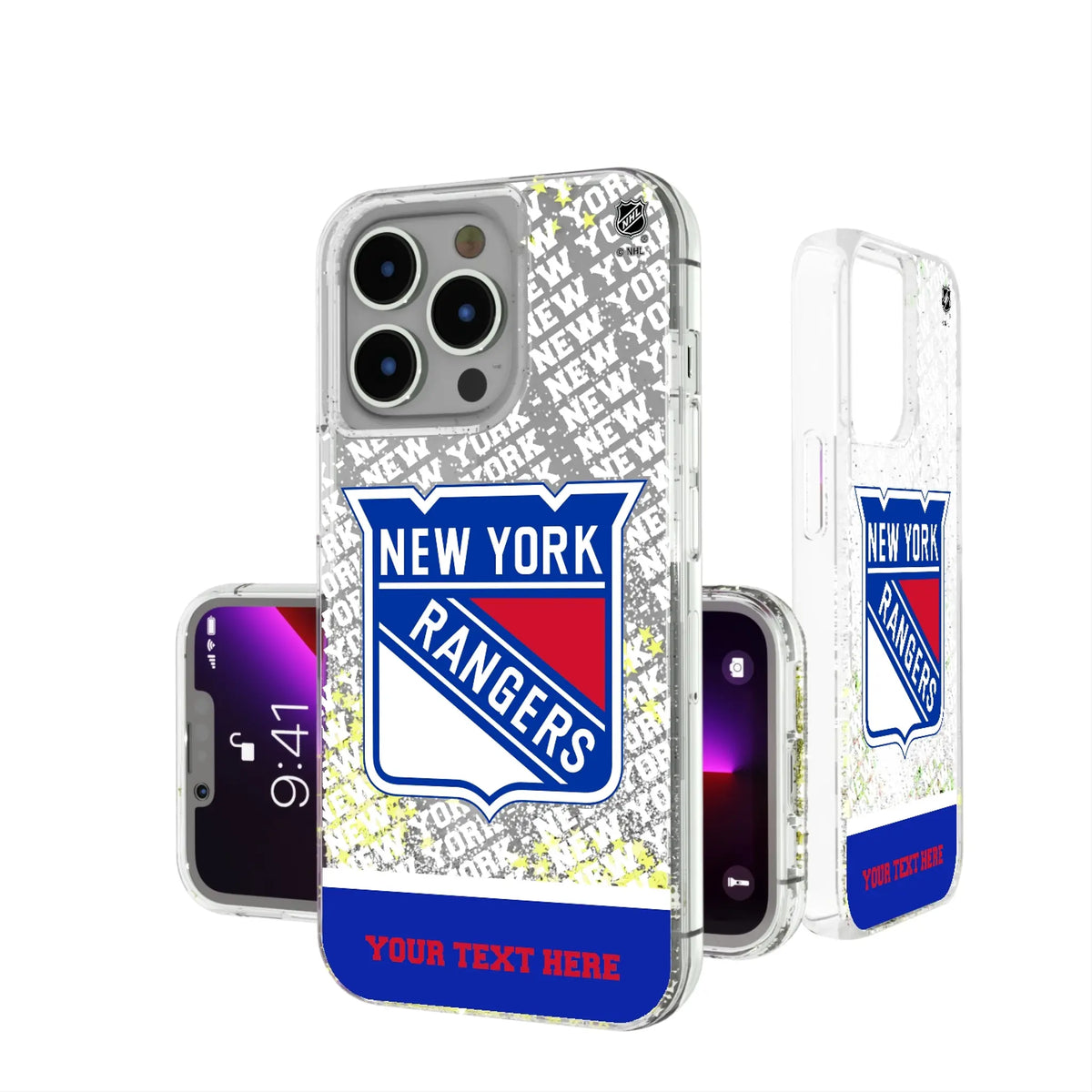 New York Rangers Personalized EndZone Plus iPhone Glitter Phone Case for Apple iPhone#Device_iPhone 13 Pro