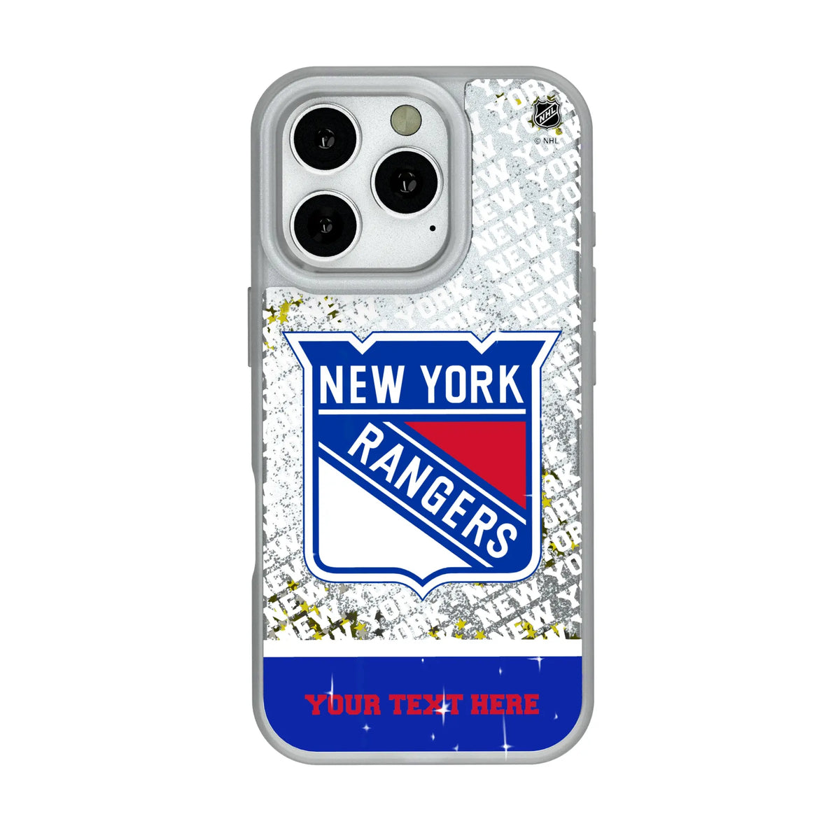 New York Rangers Personalized EndZone Plus iPhone Glitter Phone Case for Apple iPhone#Device_iPhone 16 Pro