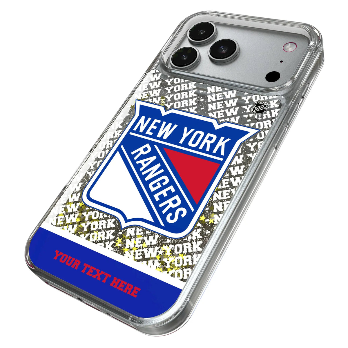 New York Rangers Personalized EndZone Plus iPhone Glitter Phone Case for Apple iPhone - Isometric View#Device_iPhone 17 Pro Max