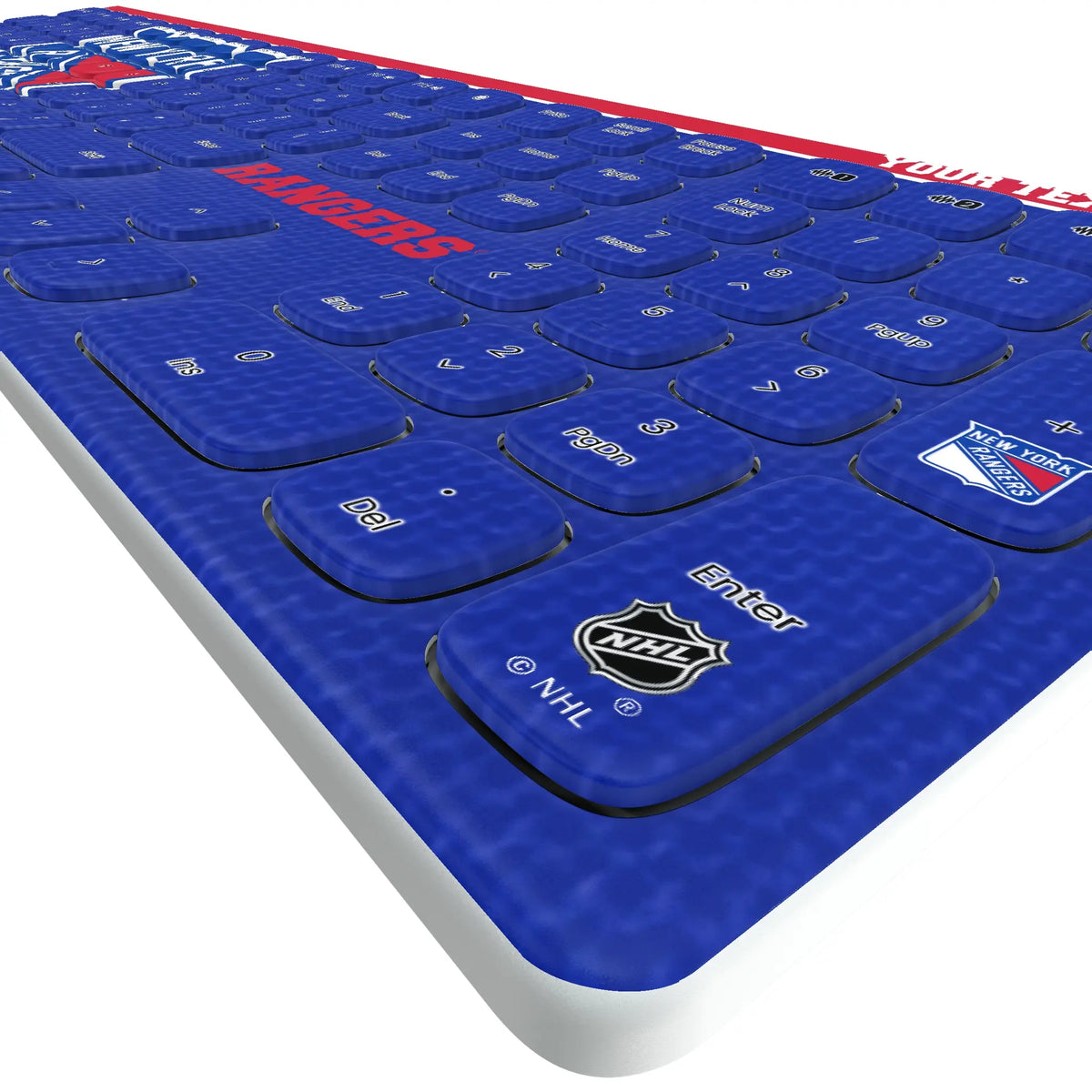 New York Rangers Personalized Endzone Solid KKB605 Curved Wireless Keyboard - Detail