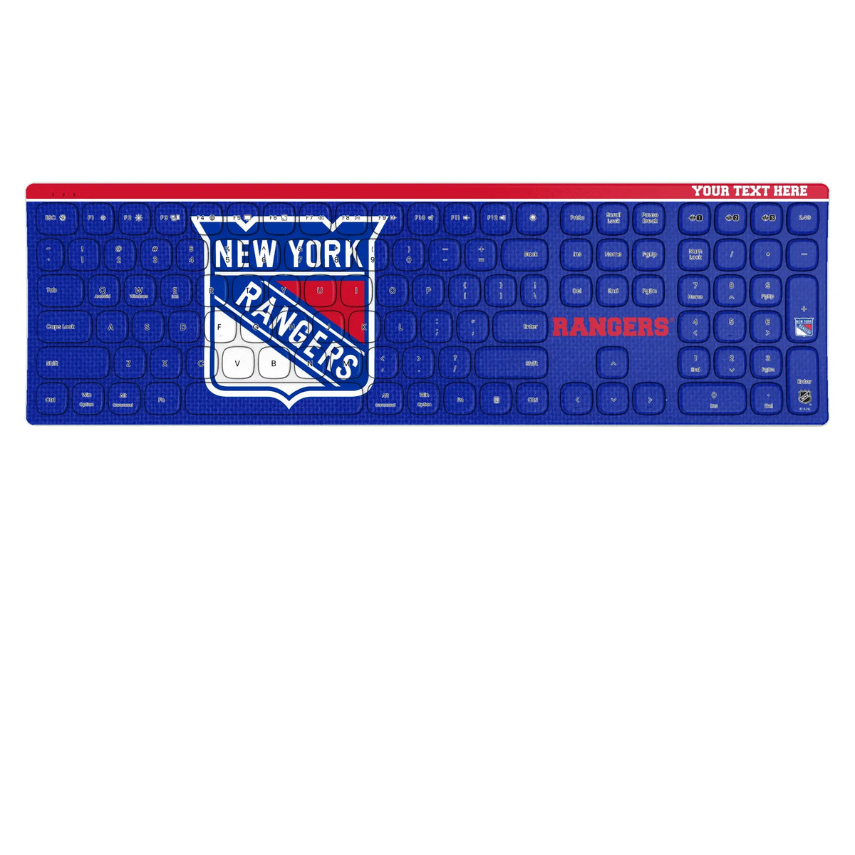 New York Rangers Personalized Endzone Solid KKB605 Curved Wireless Keyboard
