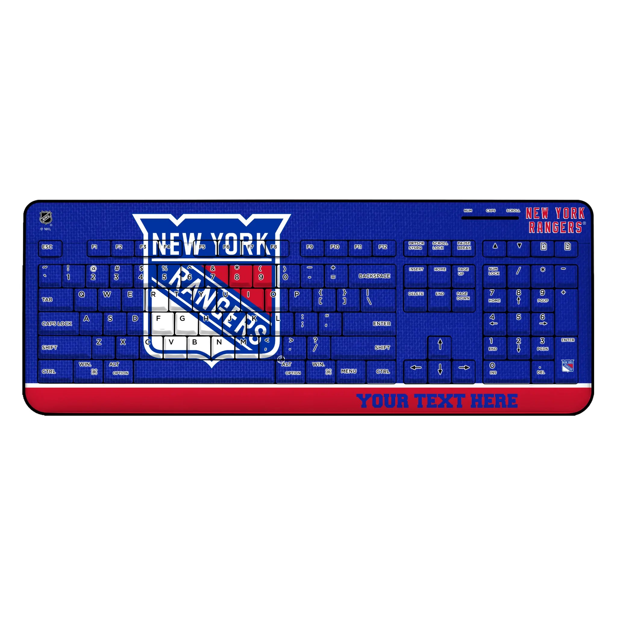 New York Rangers Personalized Endzone Solid Wireless USB Keyboard