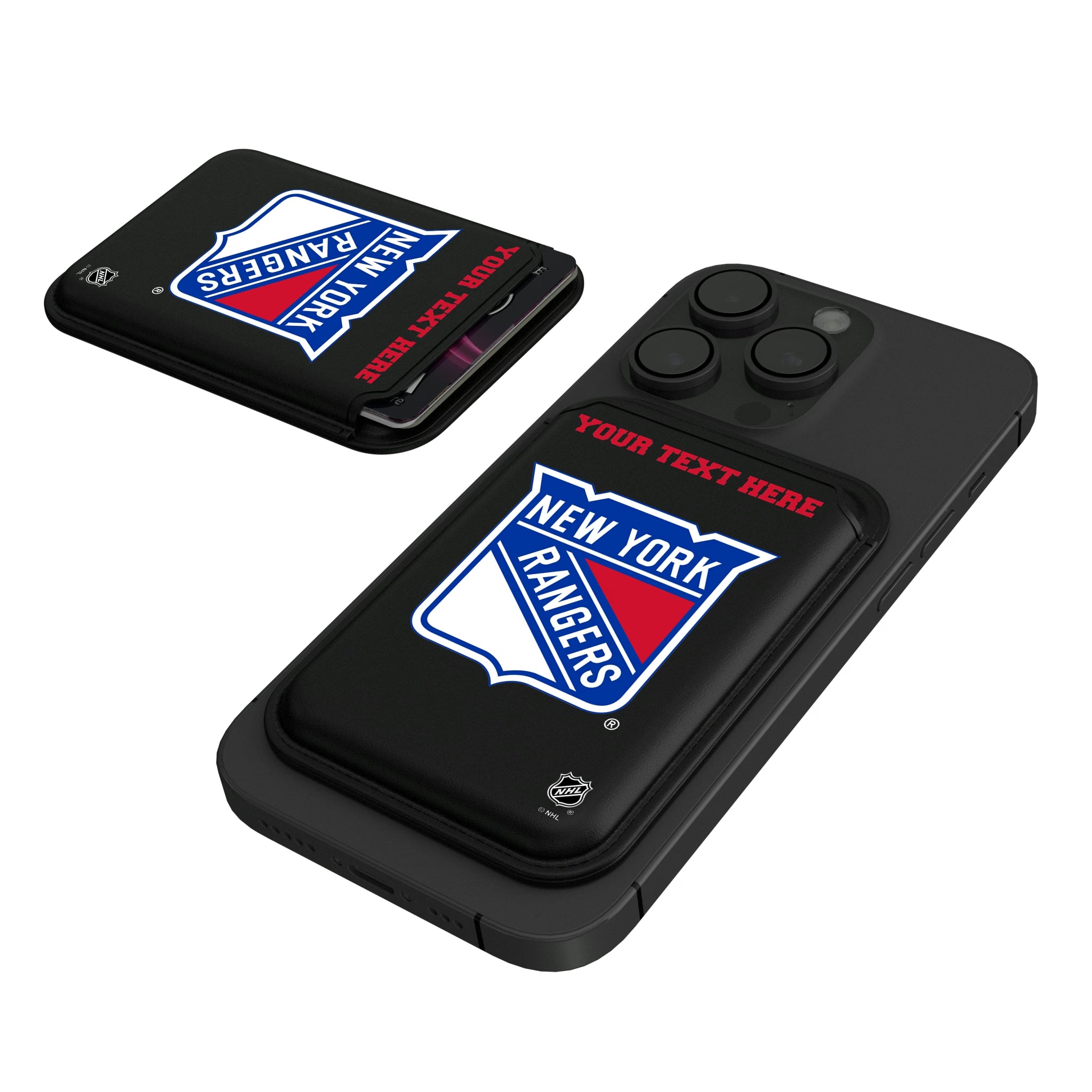 New York Rangers Personalized Insignia Black Magnetic Credit Card Wallet