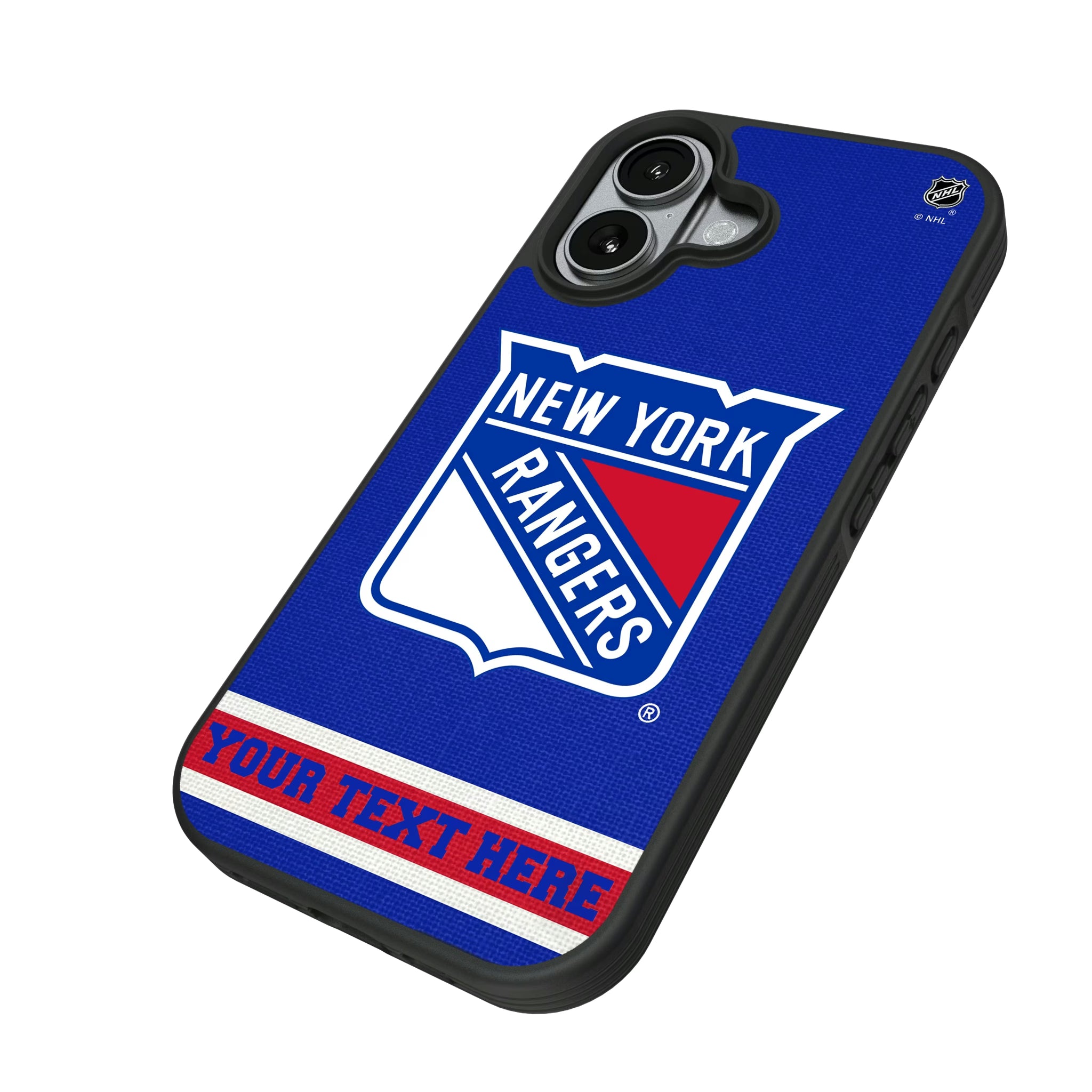 New York Rangers Personalized Stripe iPhone Bump Phone Case for Apple iPhone - Isometric View#Device_iPhone 17