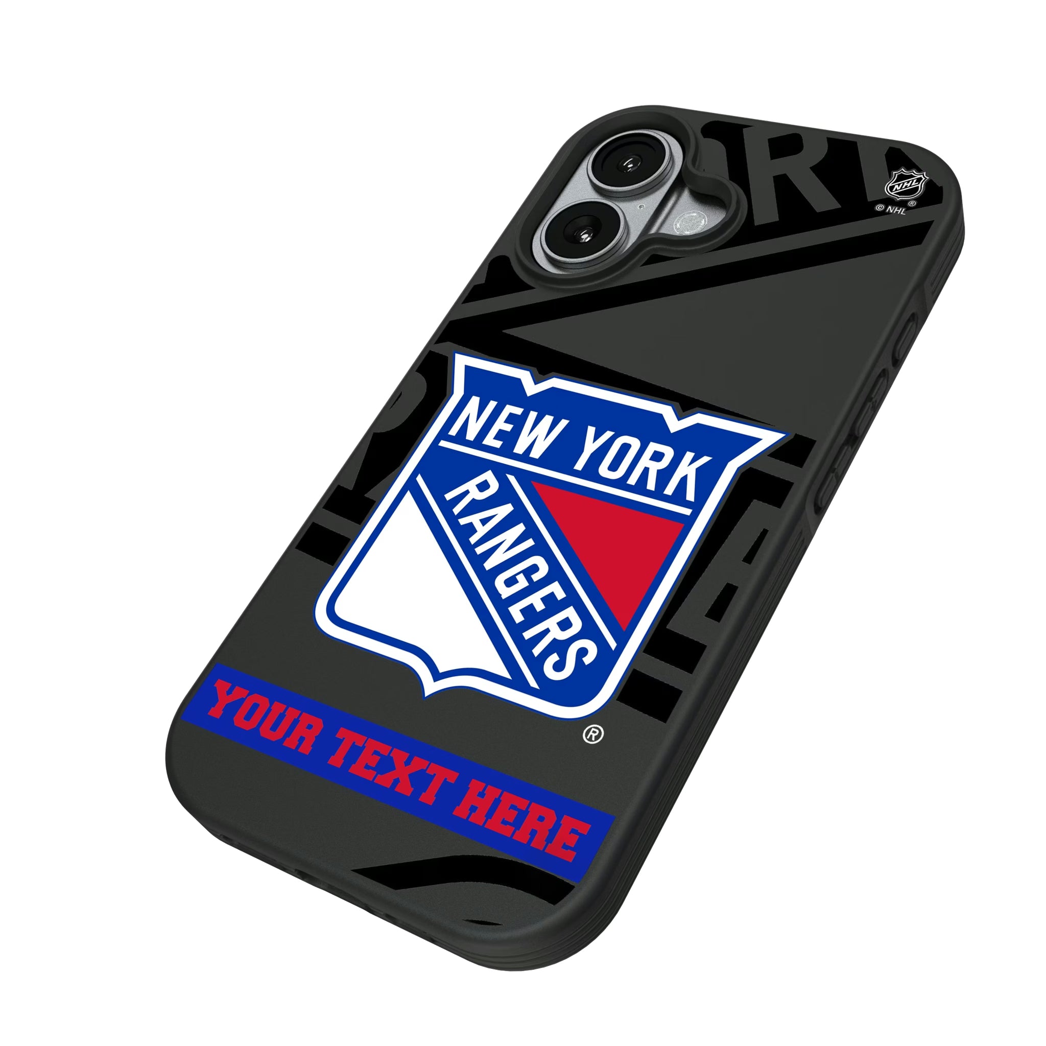 New York Rangers Personalized Tilt iPhone Bump Phone Case for Apple iPhone - Isometric View#Device_iPhone 17