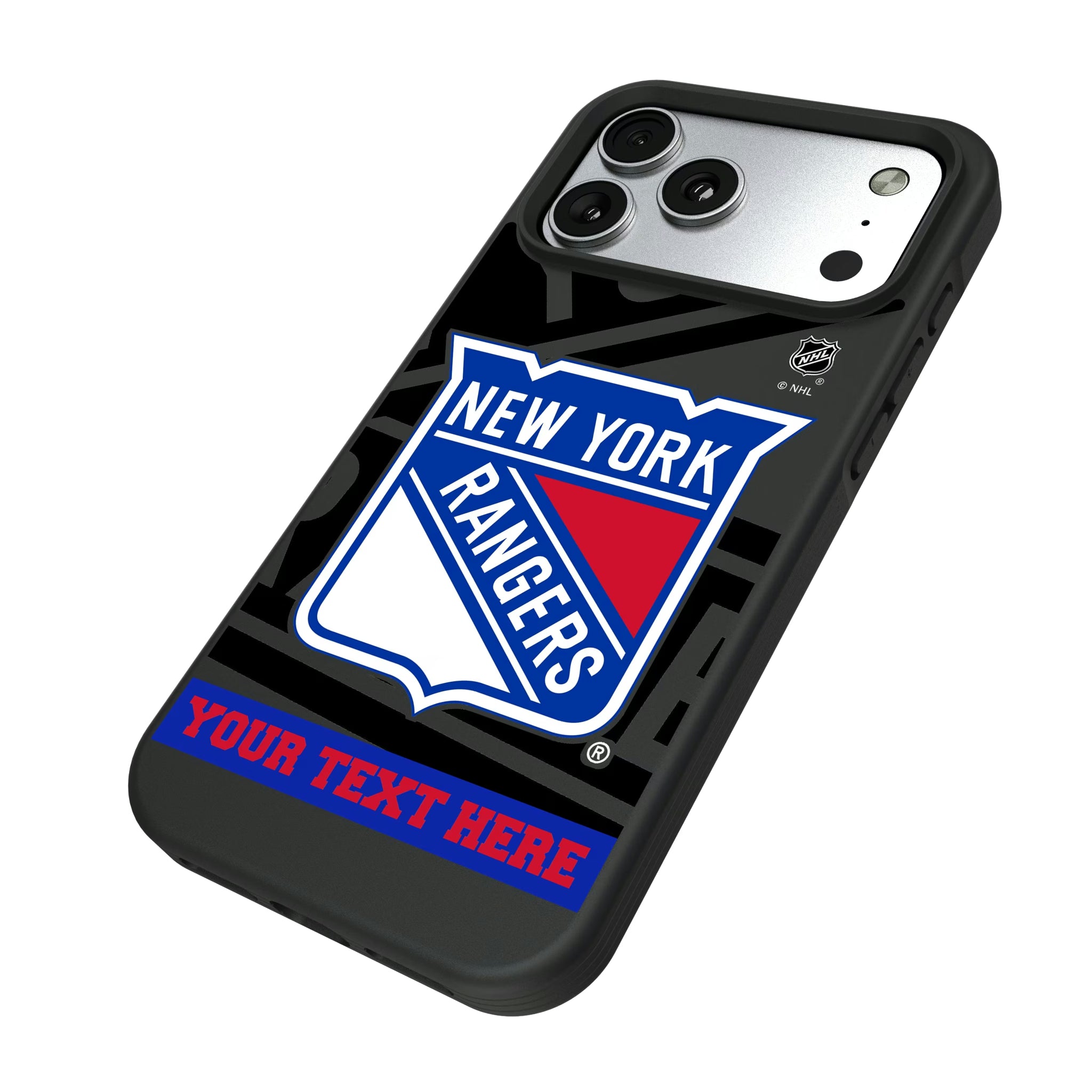 New York Rangers Personalized Tilt iPhone Bump Phone Case for Apple iPhone - Isometric View#Device_iPhone 17 Pro Max
