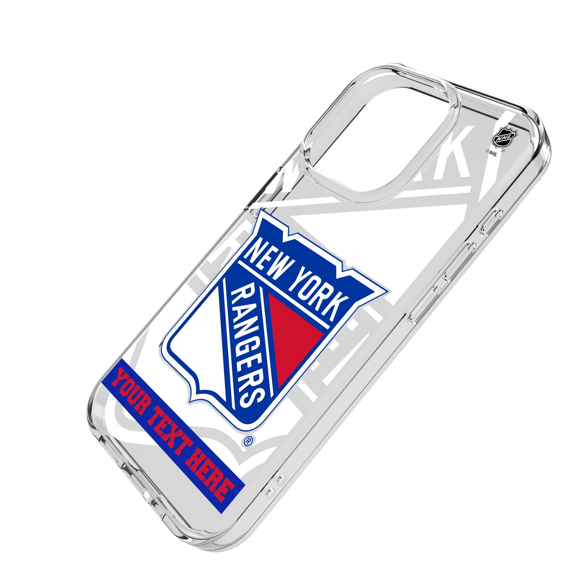 New York Rangers Personalized Tilt iPhone Clear Phone Case for Apple iPhone - Isometric View
