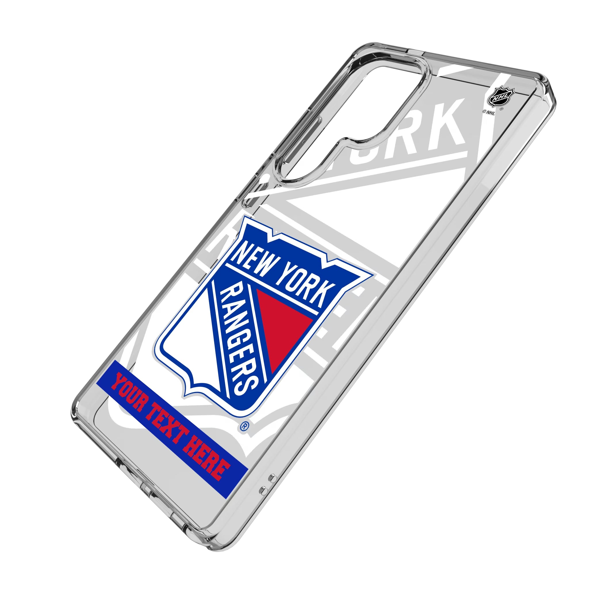New York Rangers Personalized Tilt Galaxy Clear Phone Case for Samsung Galaxy - Isometric View