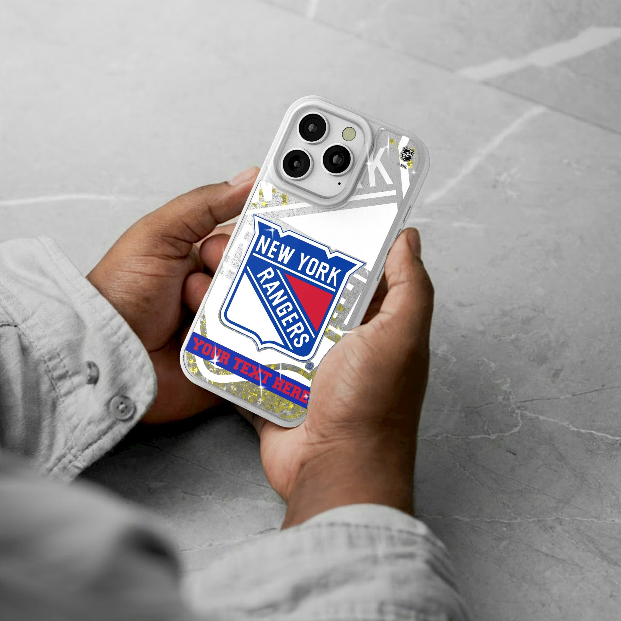 New York Rangers Personalized Tilt iPhone Glitter Phone Case for Apple iPhone - Lifestyle#Device_iPhone 16 Pro