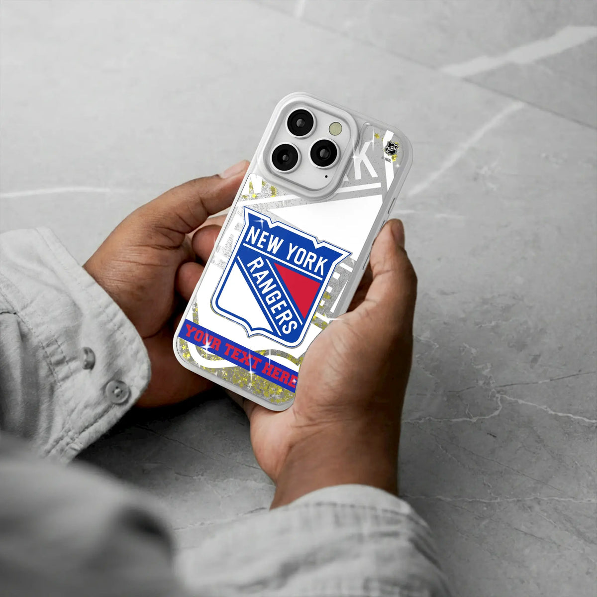New York Rangers Personalized Tilt iPhone Glitter Phone Case for Apple iPhone - Lifestyle#Device_iPhone 16 Pro