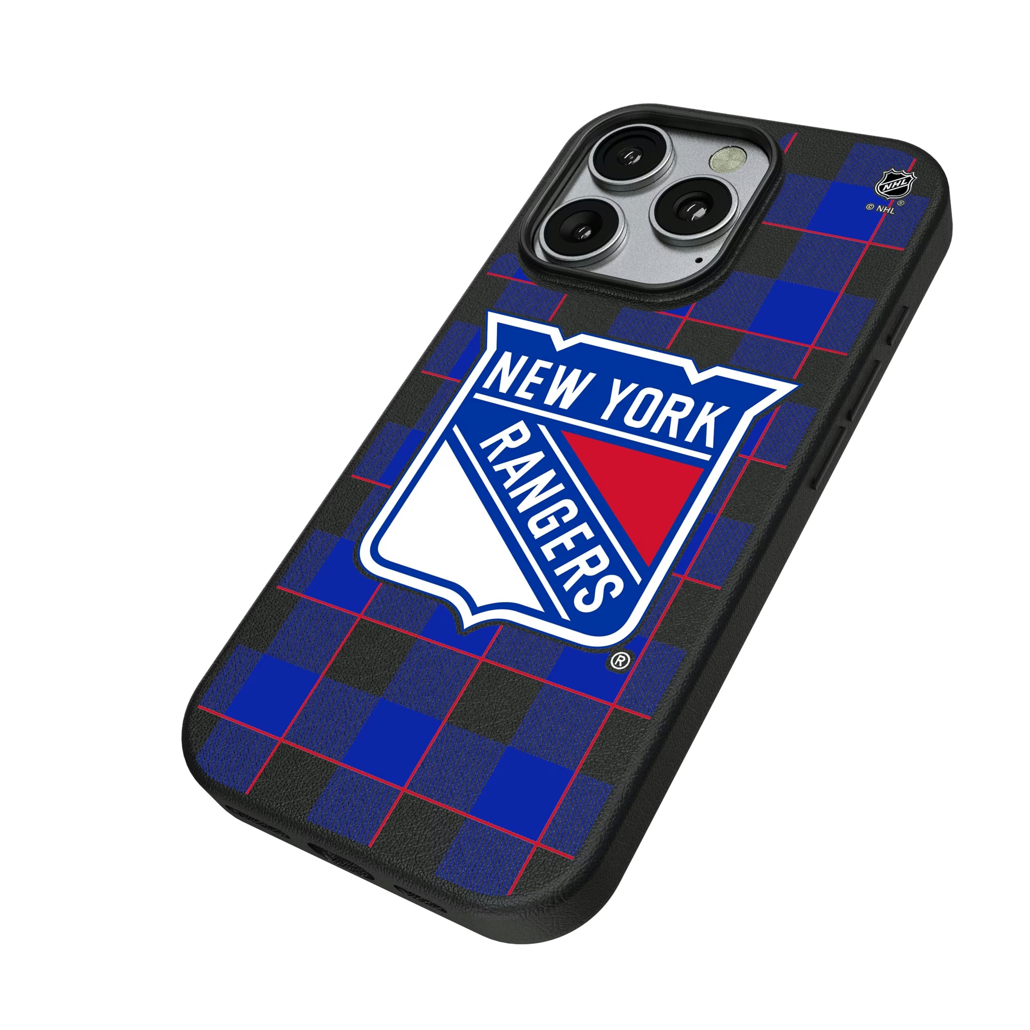 New York Rangers Plaid iPhone MagSafe Compatible Phone Case for Apple iPhone - Isometric View