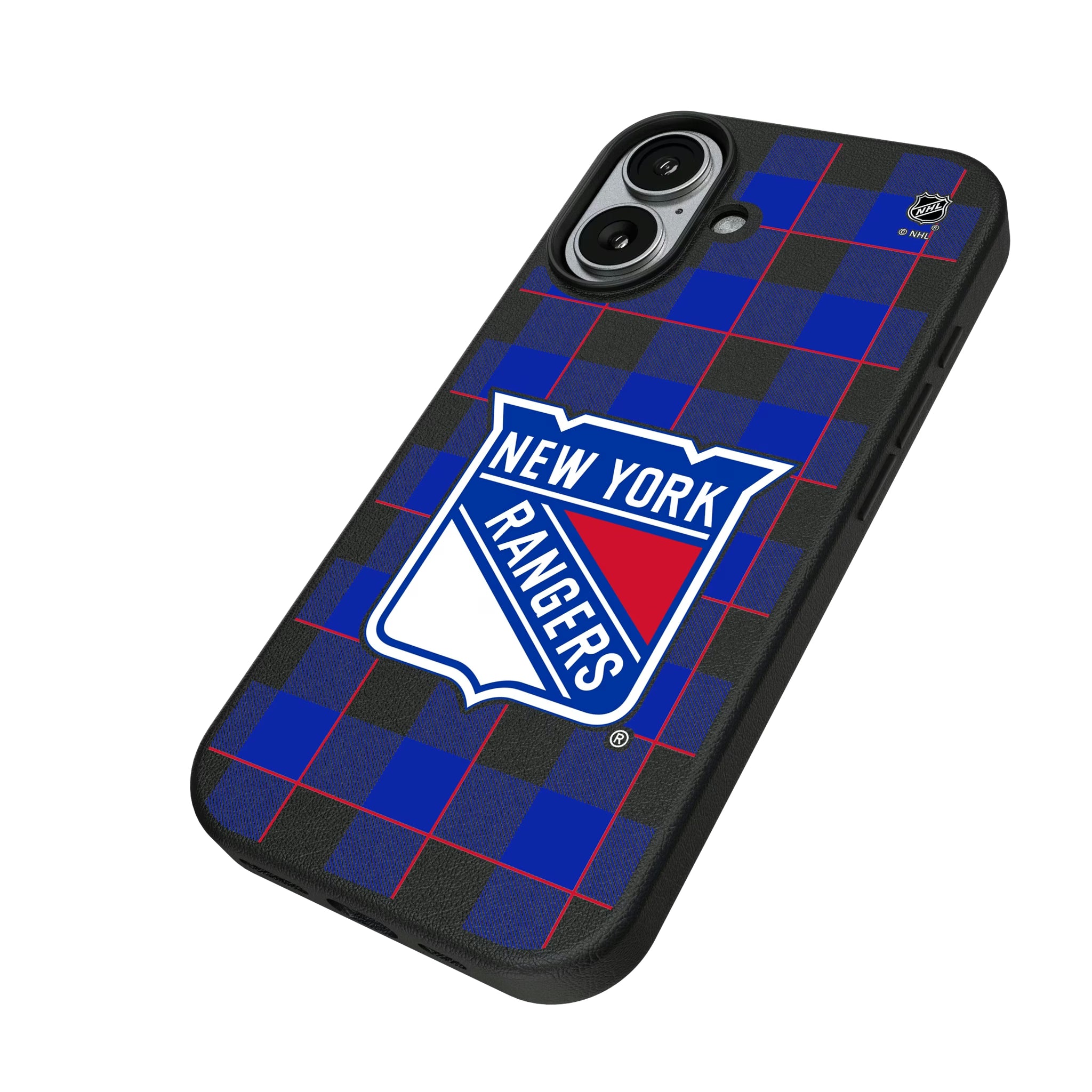 New York Rangers Plaid iPhone MagSafe Compatible Phone Case for Apple iPhone - Isometric View#Device_iPhone 17