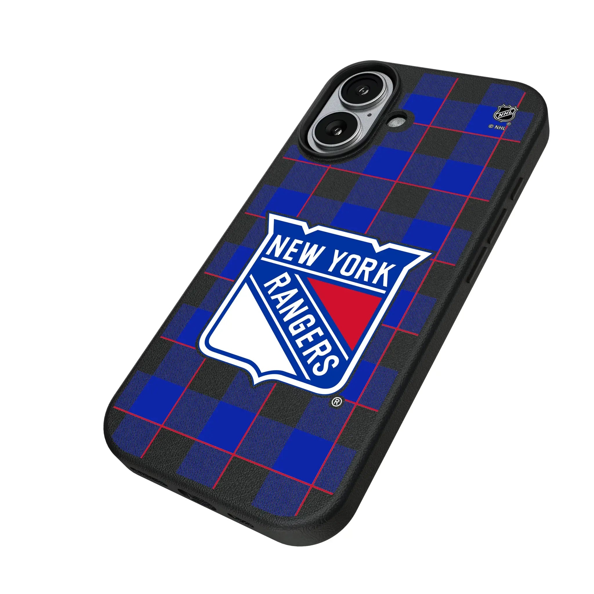 New York Rangers Plaid iPhone MagSafe Compatible Phone Case for Apple iPhone - Isometric View#Device_iPhone 17