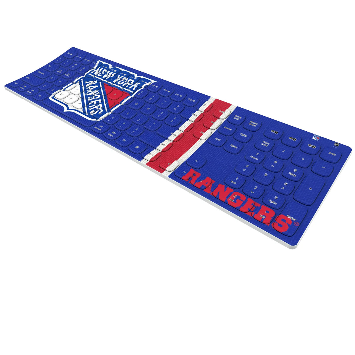 New York Rangers Stripe KKB605 Curved Wireless Keyboard - Isometric View