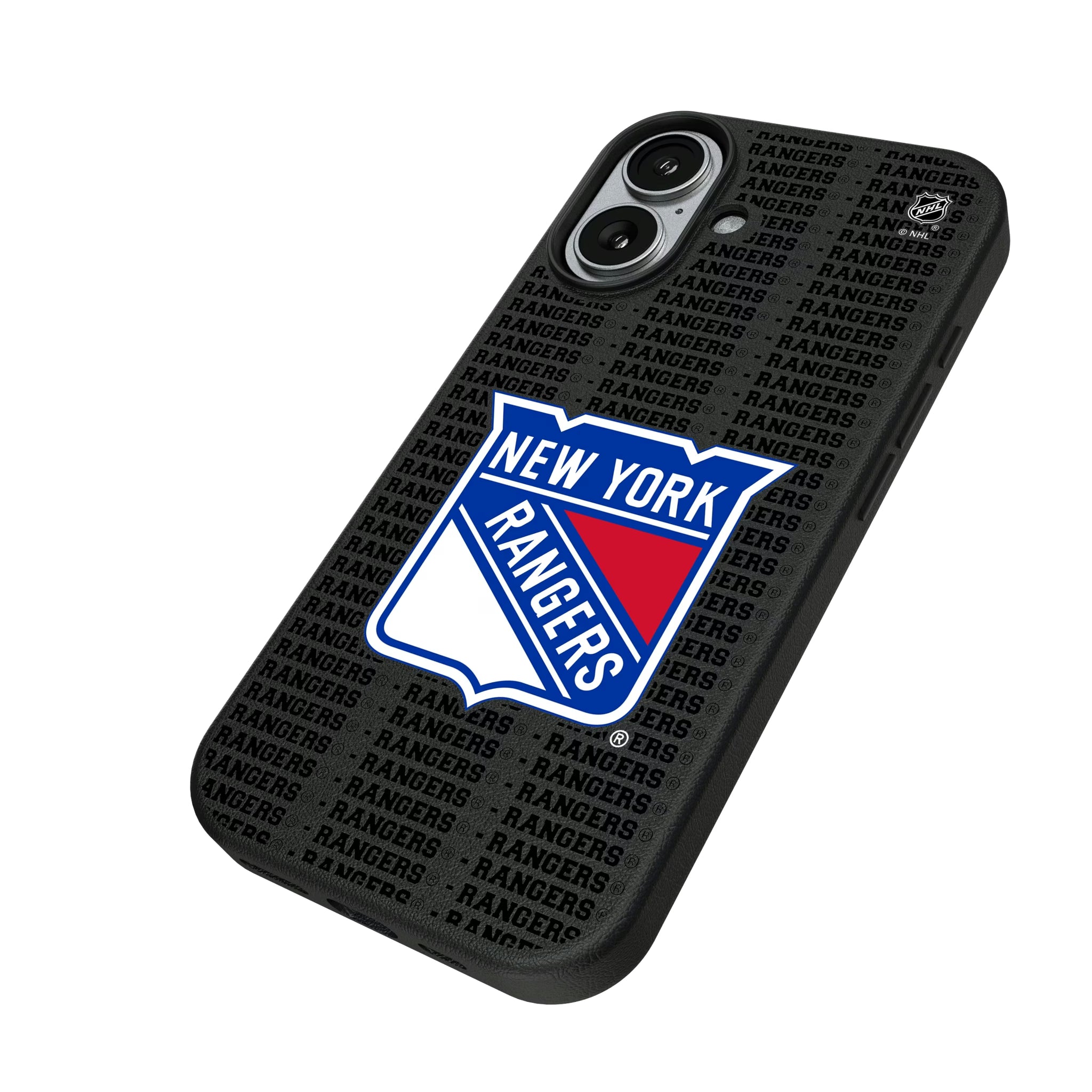 New York Rangers Text Backdrop iPhone MagSafe Compatible Phone Case for Apple iPhone - Isometric View#Device_iPhone 17