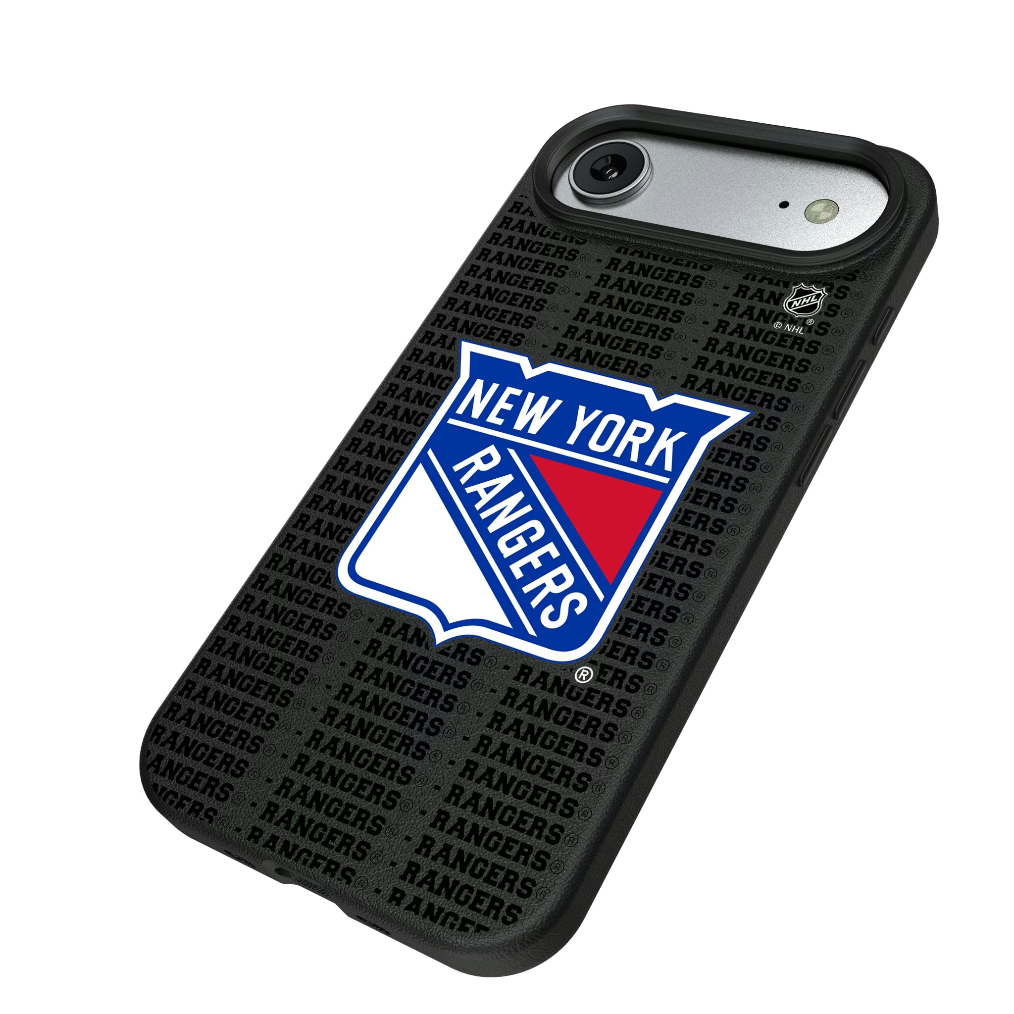 New York Rangers Text Backdrop iPhone MagSafe Compatible Phone Case for Apple iPhone - Isometric View#Device_iPhone Air