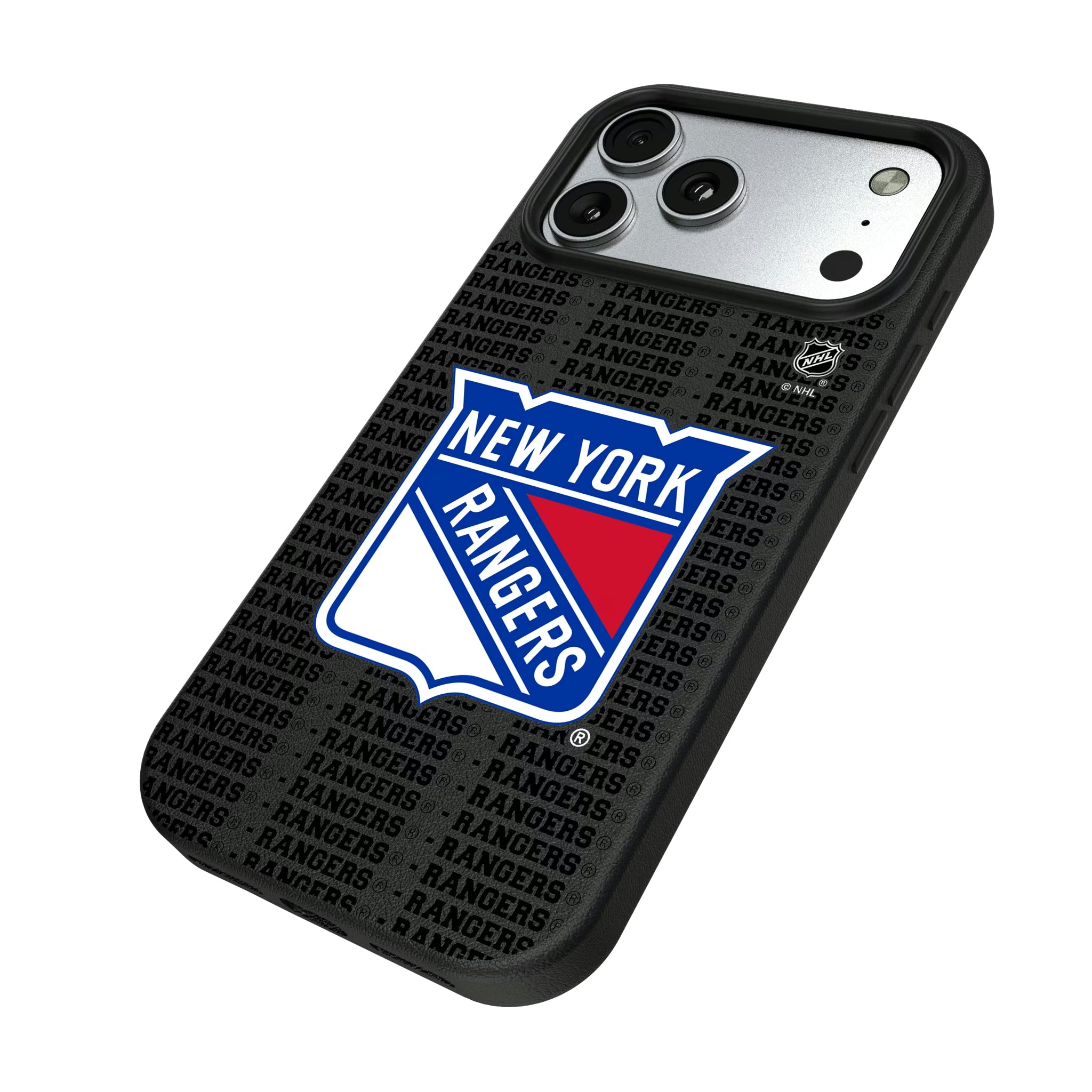 New York Rangers Text Backdrop iPhone MagSafe Compatible Phone Case for Apple iPhone - Isometric View#Device_iPhone 17 Pro Max