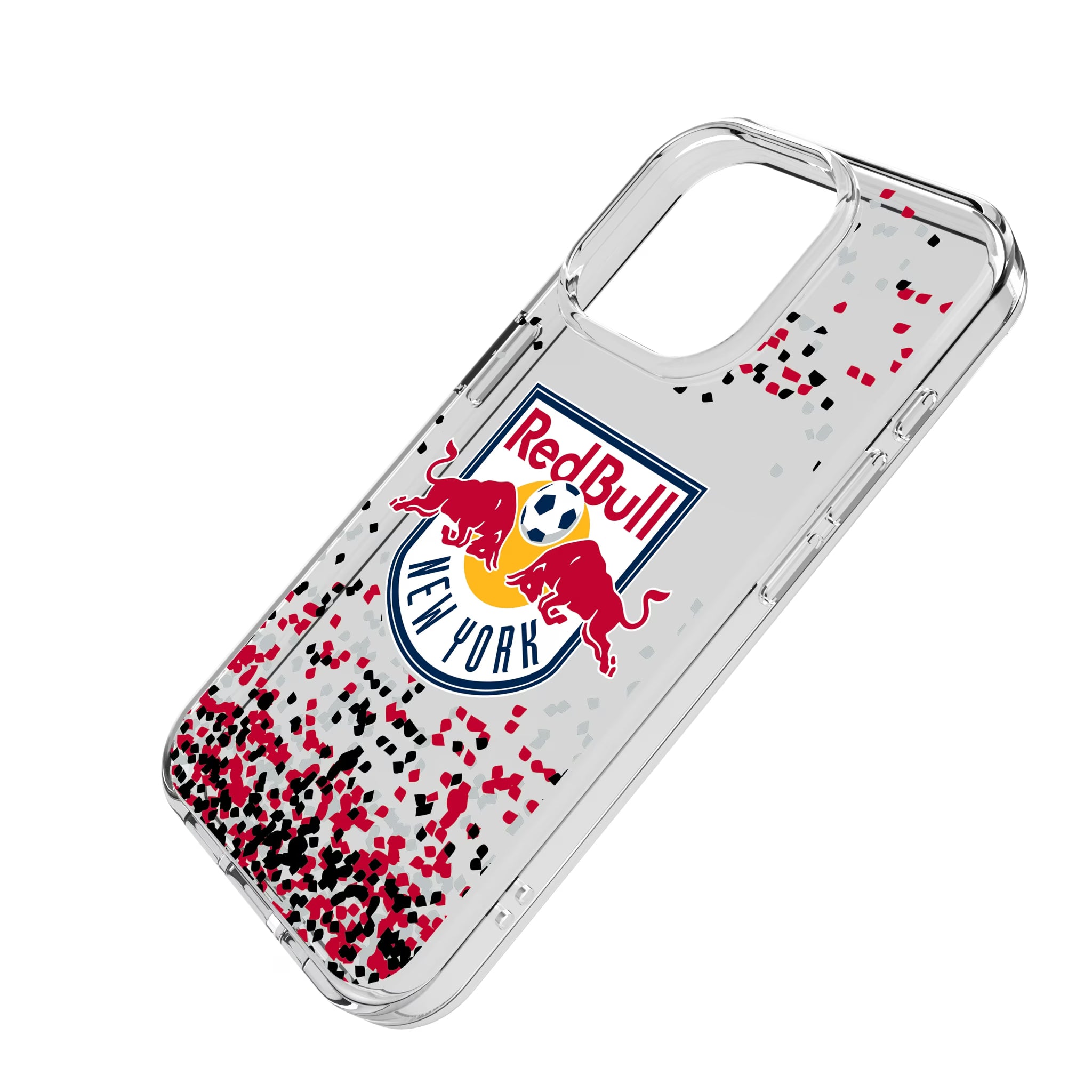 New York Red Bulls Confetti iPhone Clear Phone Case for Apple iPhone - Isometric View