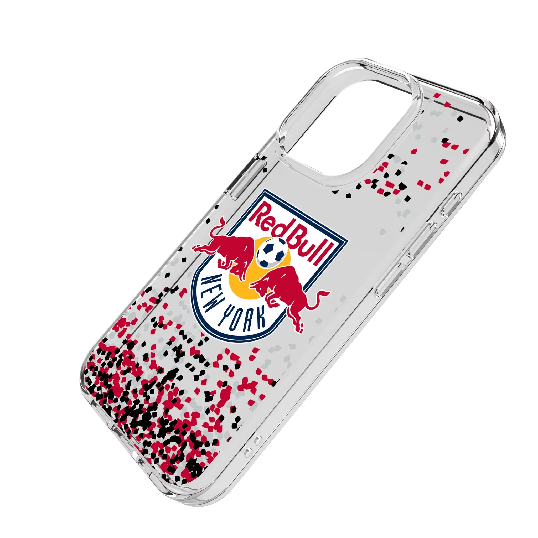 New York Red Bulls Confetti iPhone Clear Phone Case for Apple iPhone - Isometric View