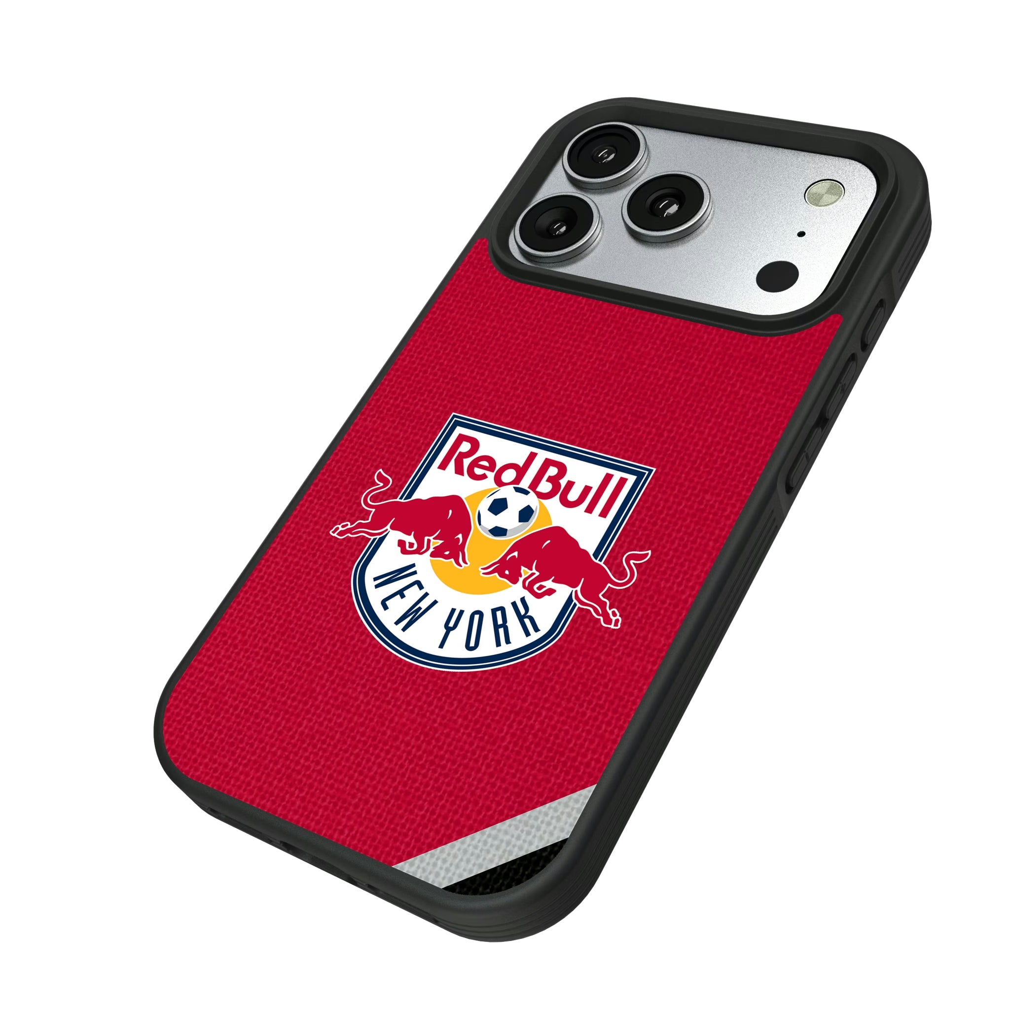 New York Red Bulls Diagonal Stripe iPhone Bump Phone Case for Apple iPhone - Isometric View#Device_iPhone 17 Pro