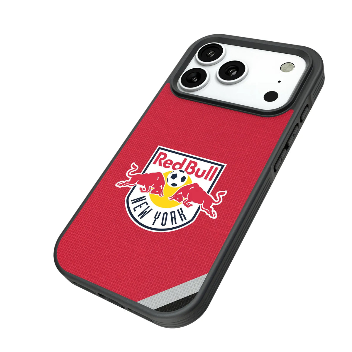 New York Red Bulls Diagonal Stripe iPhone Bump Phone Case for Apple iPhone - Isometric View#Device_iPhone 18 Pro
