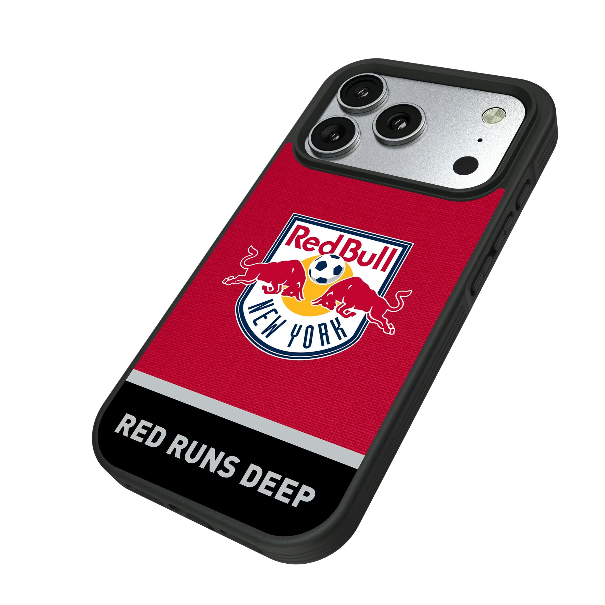 New York Red Bulls Endzone Solid iPhone Bump Phone Case for Apple iPhone - Isometric View#Device_iPhone 17 Pro