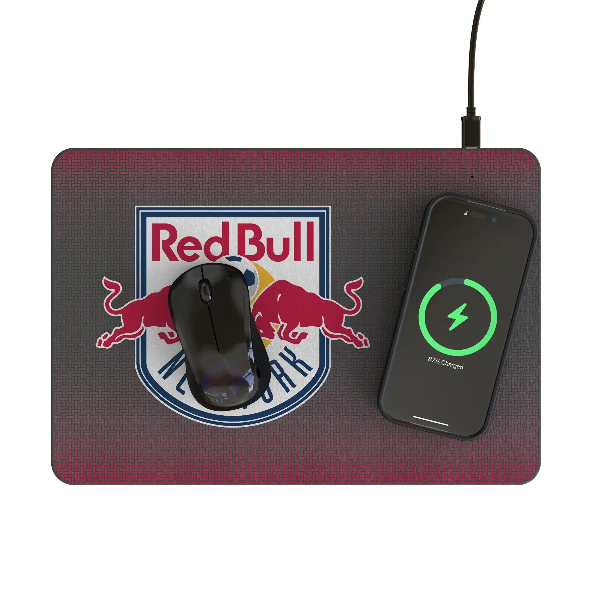 New York Red Bulls Linen 15-Watt Wireless Charger and Mouse Pad - Lifestyle