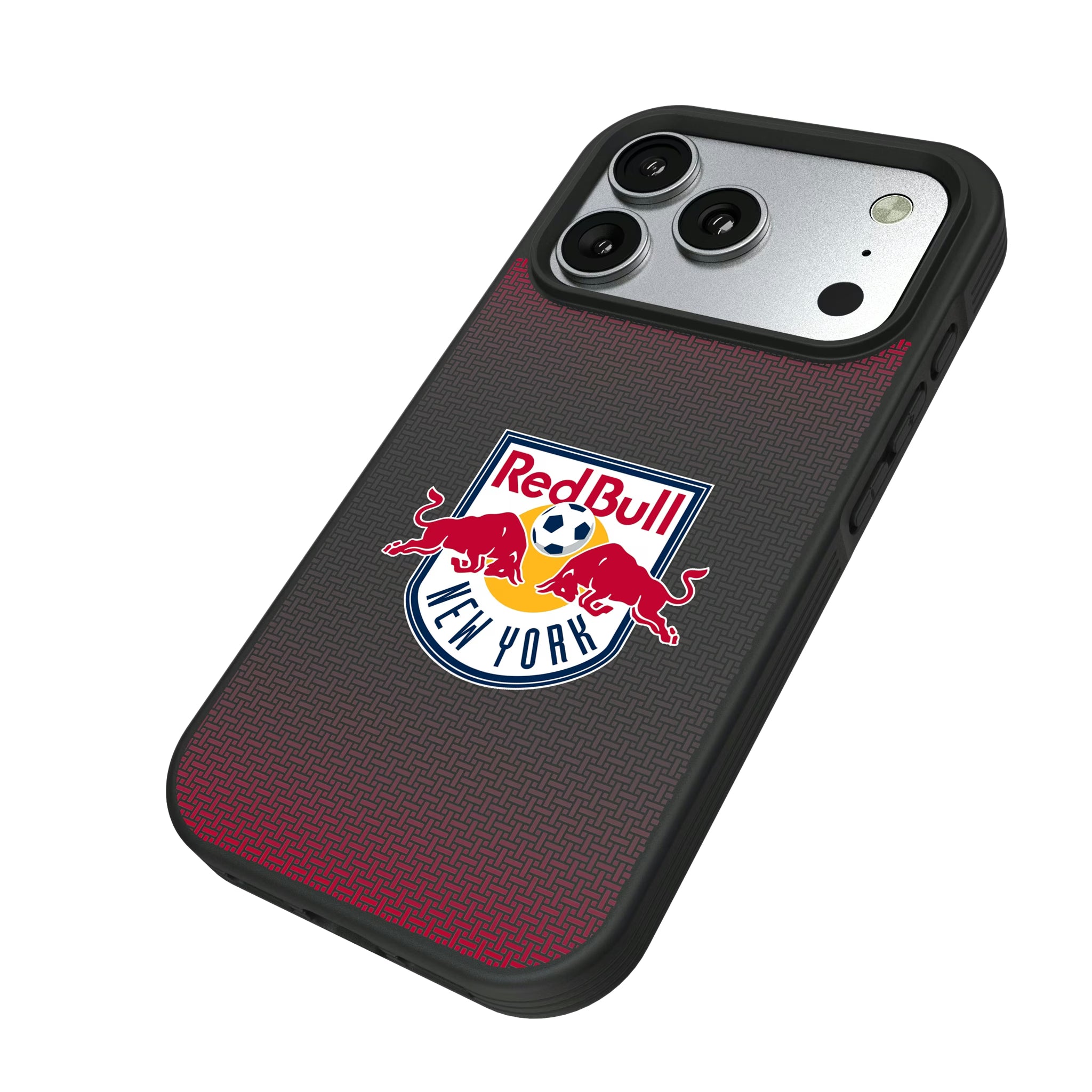 New York Red Bulls Linen iPhone Bump Phone Case for Apple iPhone - Isometric View#Device_iPhone 17 Pro