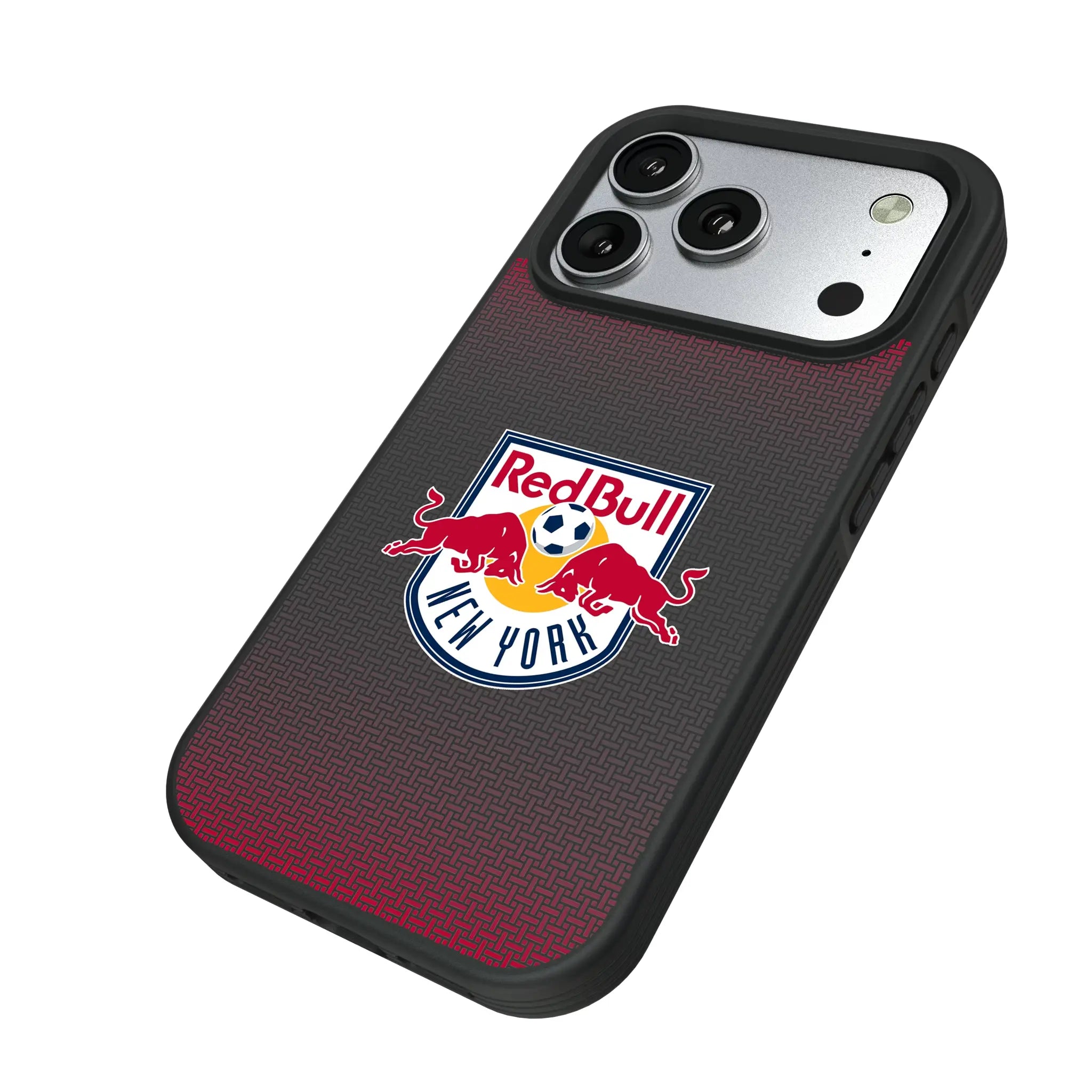 New York Red Bulls Linen iPhone Bump Phone Case for Apple iPhone - Isometric View#Device_iPhone 17 Pro