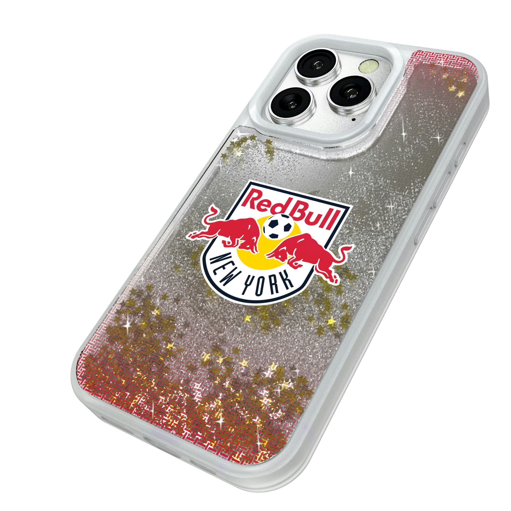 New York Red Bulls Linen iPhone Glitter Phone Case for Apple iPhone - Isometric View#Device_iPhone 16 Pro