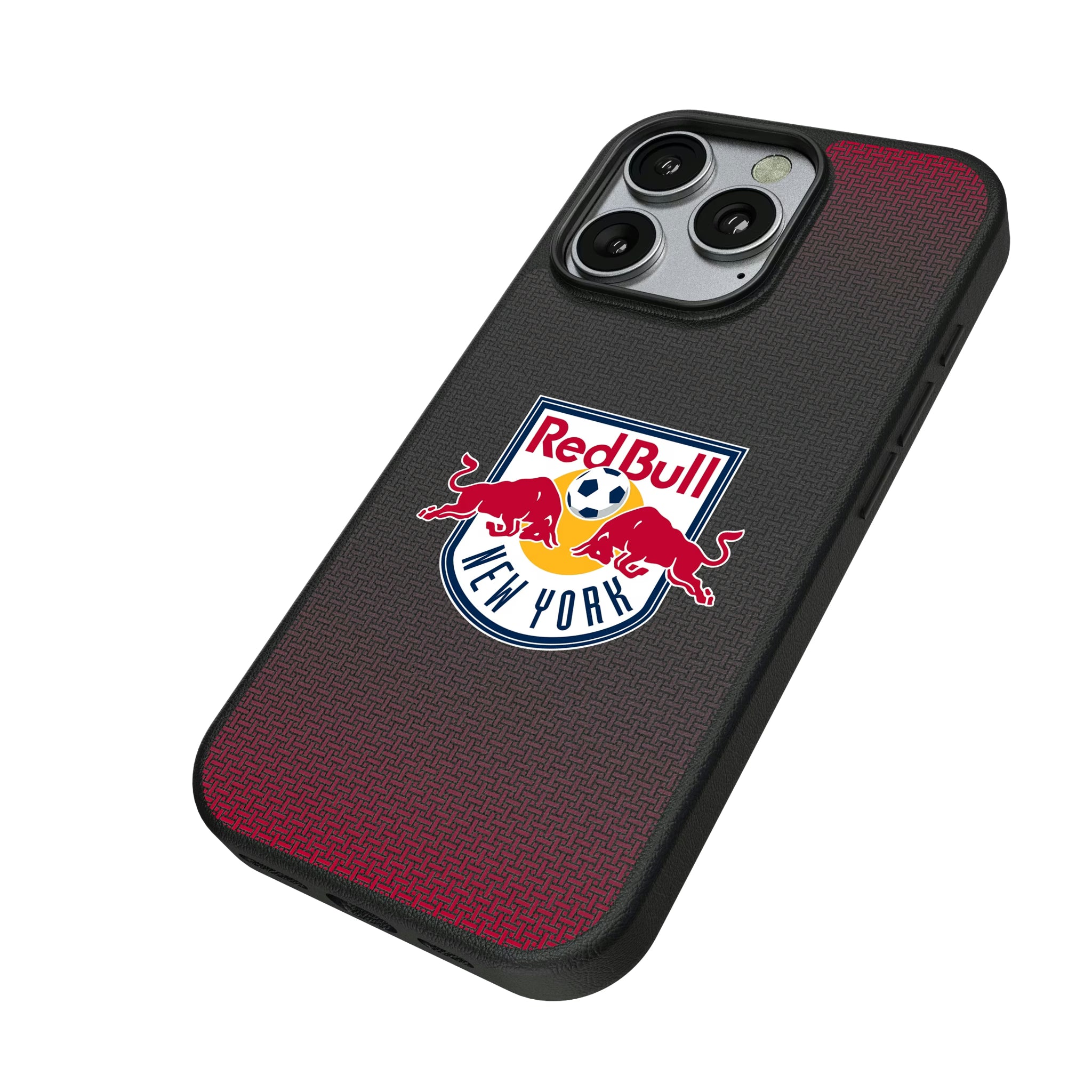 New York Red Bulls Linen iPhone MagSafe Compatible Phone Case for Apple iPhone - Isometric View