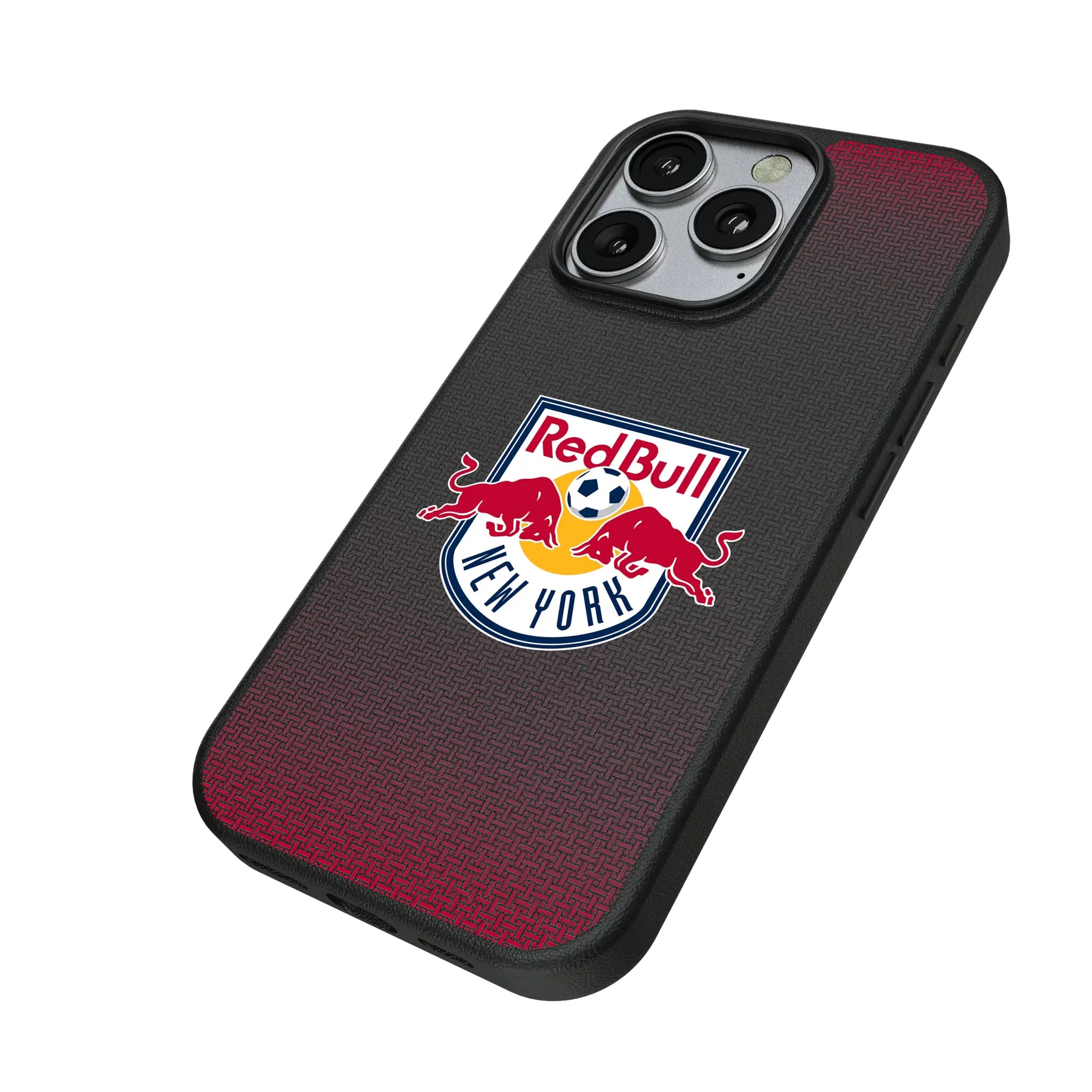 New York Red Bulls Linen iPhone MagSafe Compatible Phone Case for Apple iPhone - Isometric View