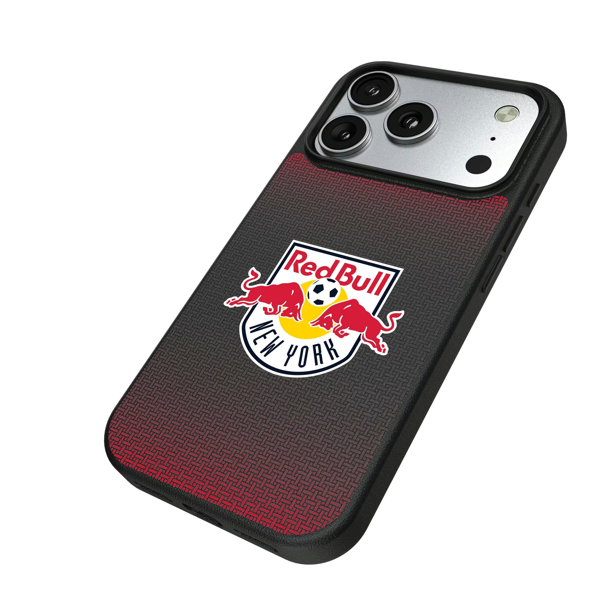 New York Red Bulls Linen iPhone MagSafe Compatible Phone Case for Apple iPhone - Isometric View#Device_iPhone 17 Pro