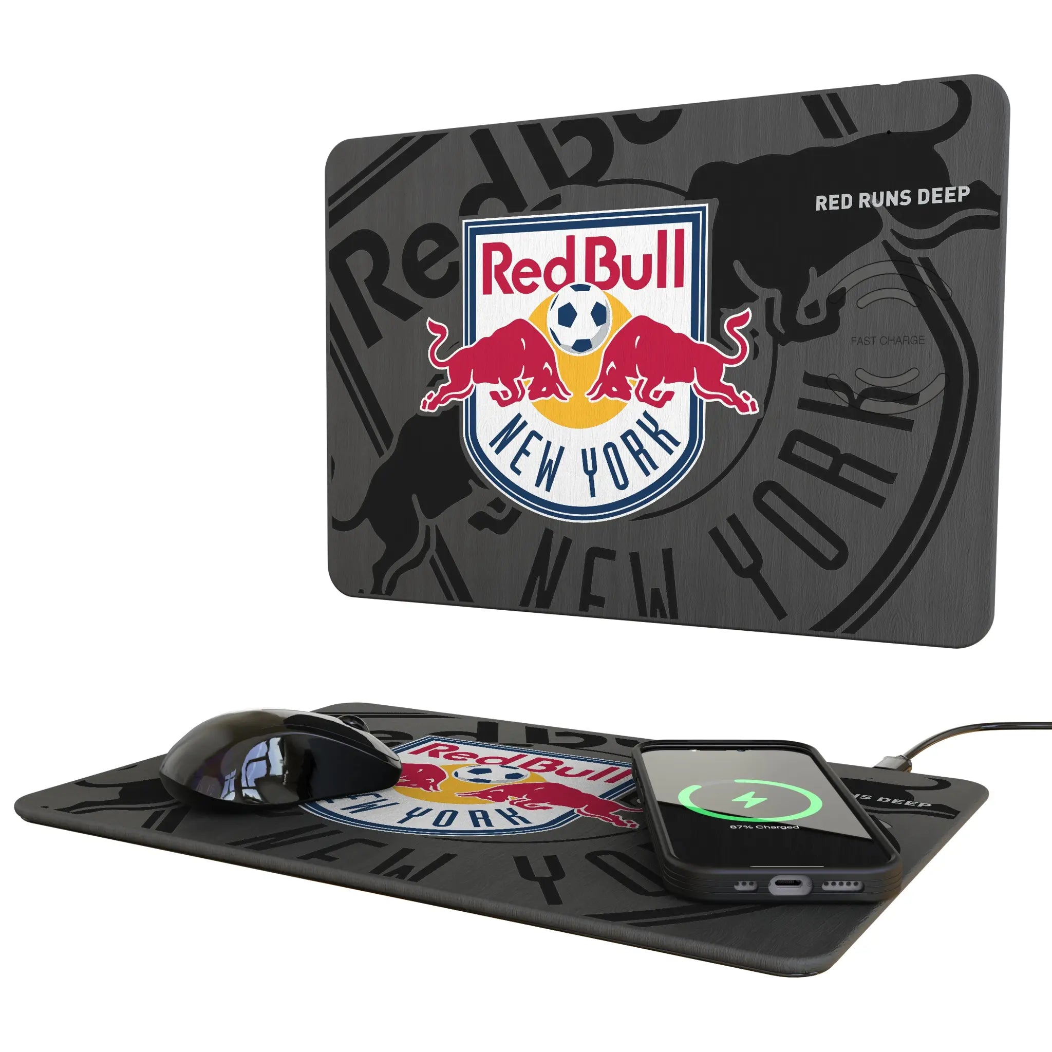 New York Red Bulls Monocolor Tilt 15-Watt Wireless Charger and Mouse Pad