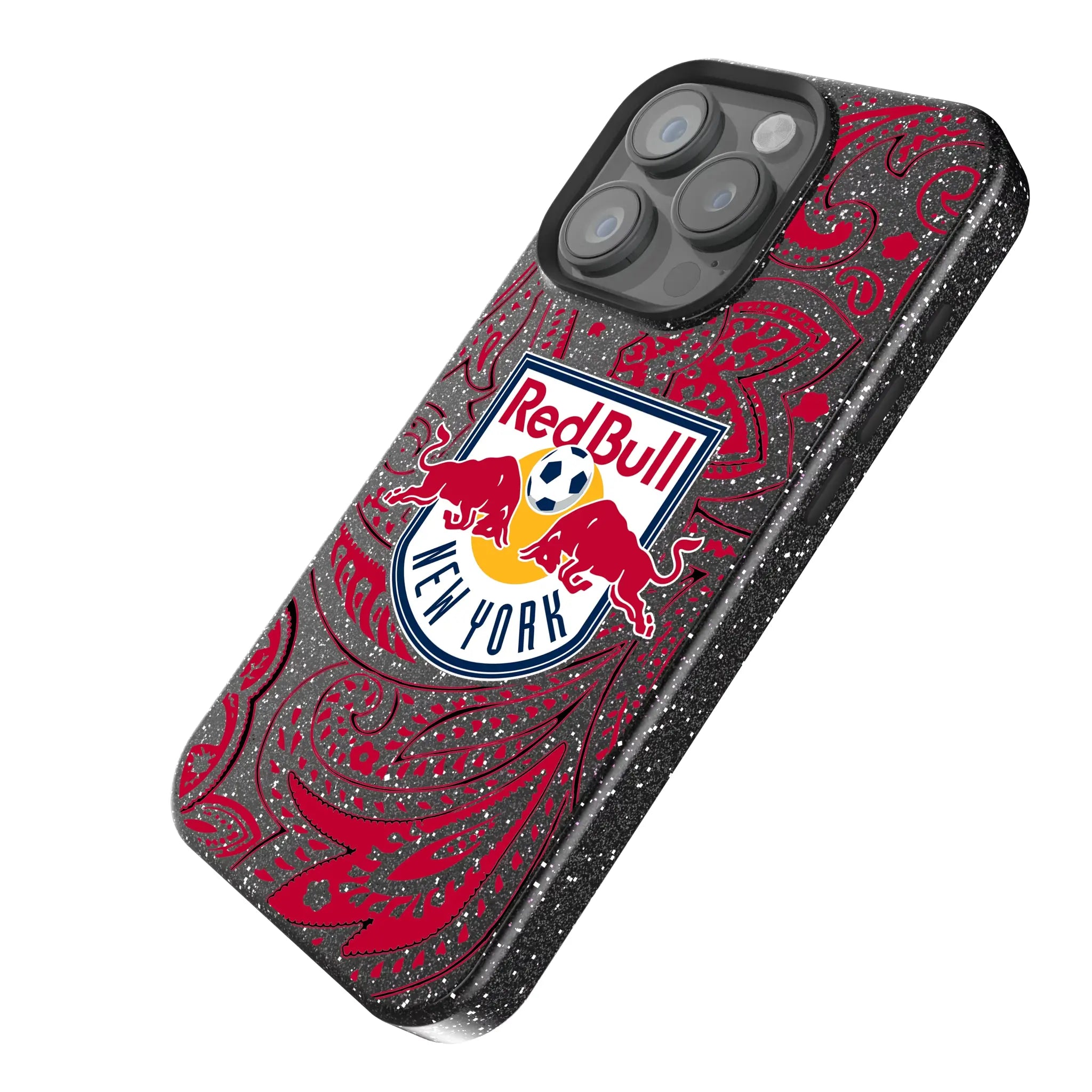 New York Red Bulls Paisley iPhone Bling Phone Case for Apple iPhone - Isometric View