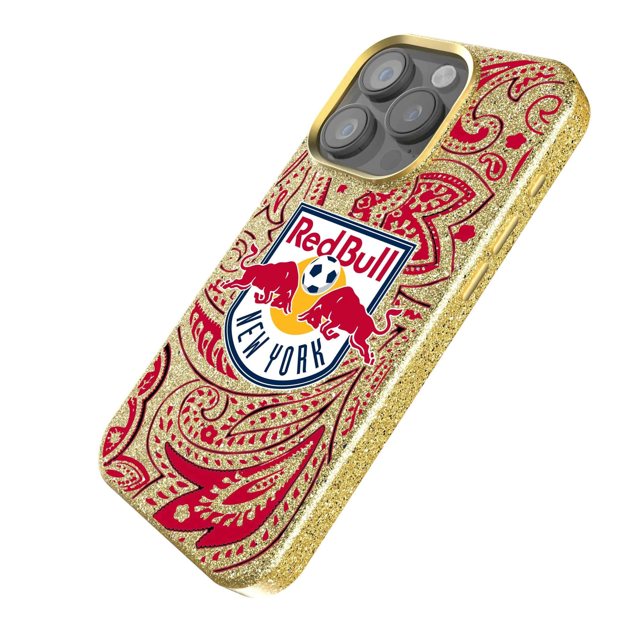New York Red Bulls Paisley iPhone Bling Phone Case for Apple iPhone - Isometric View