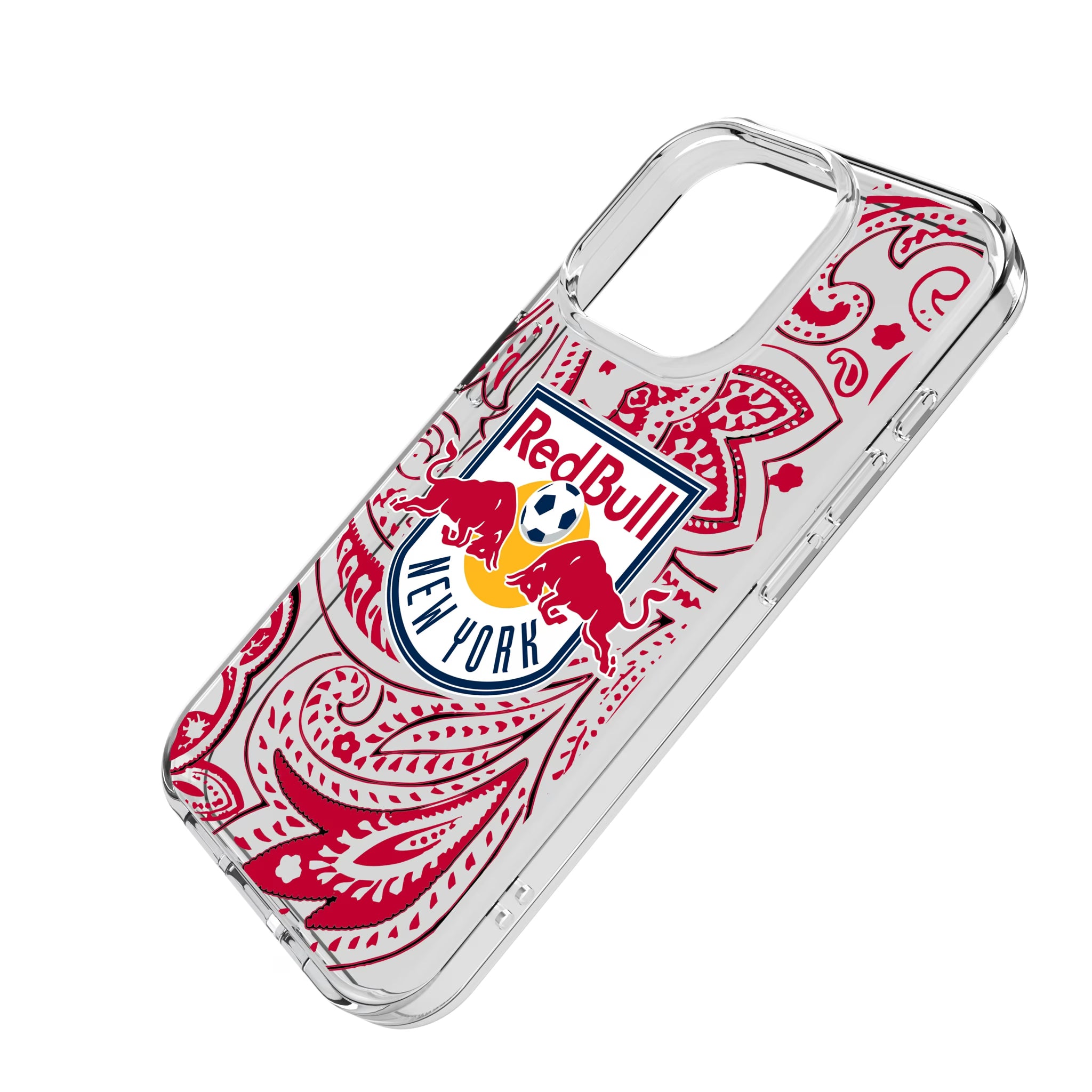 New York Red Bulls Paisley iPhone Clear Phone Case for Apple iPhone - Isometric View