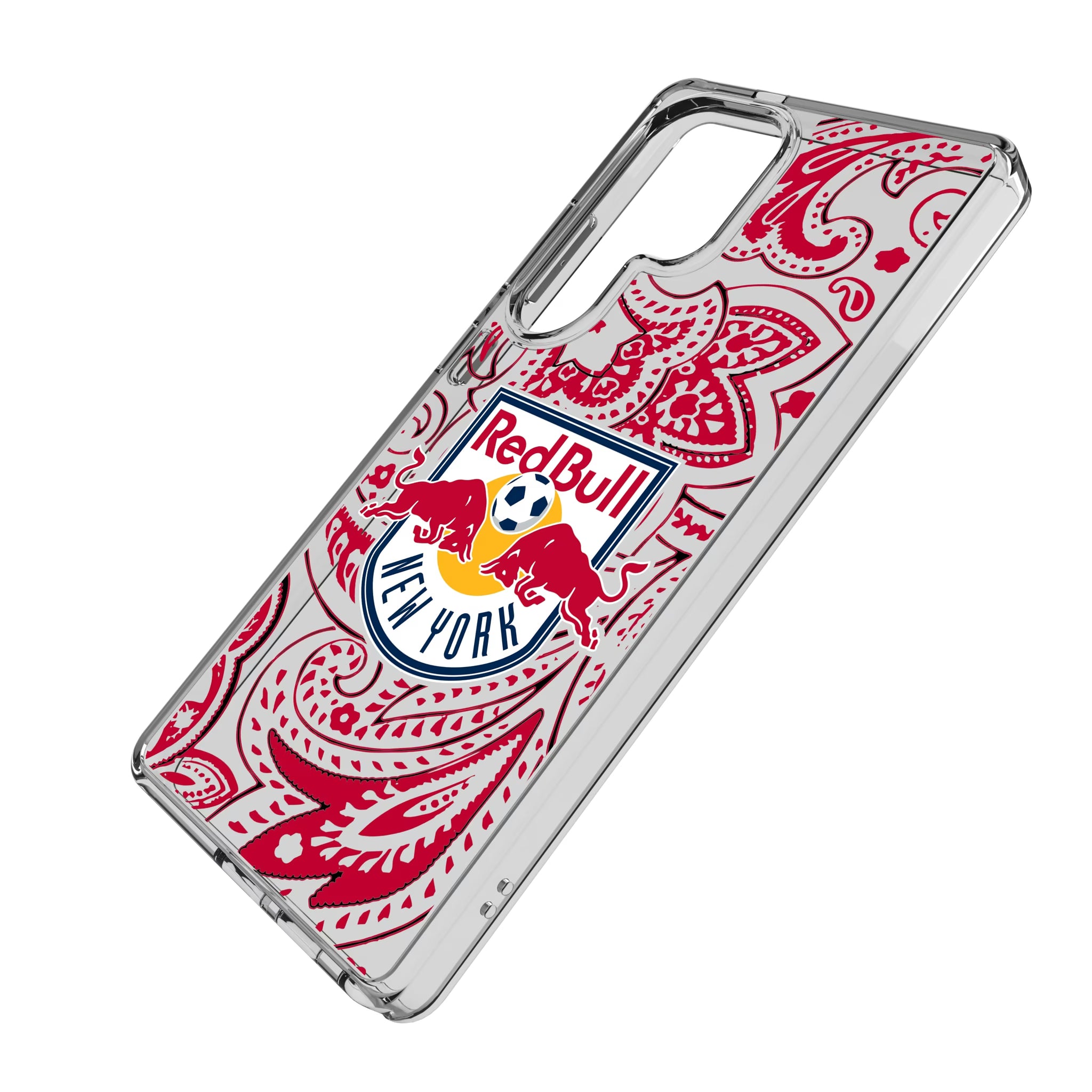 New York Red Bulls Paisley Galaxy Clear Phone Case for Samsung Galaxy - Isometric View