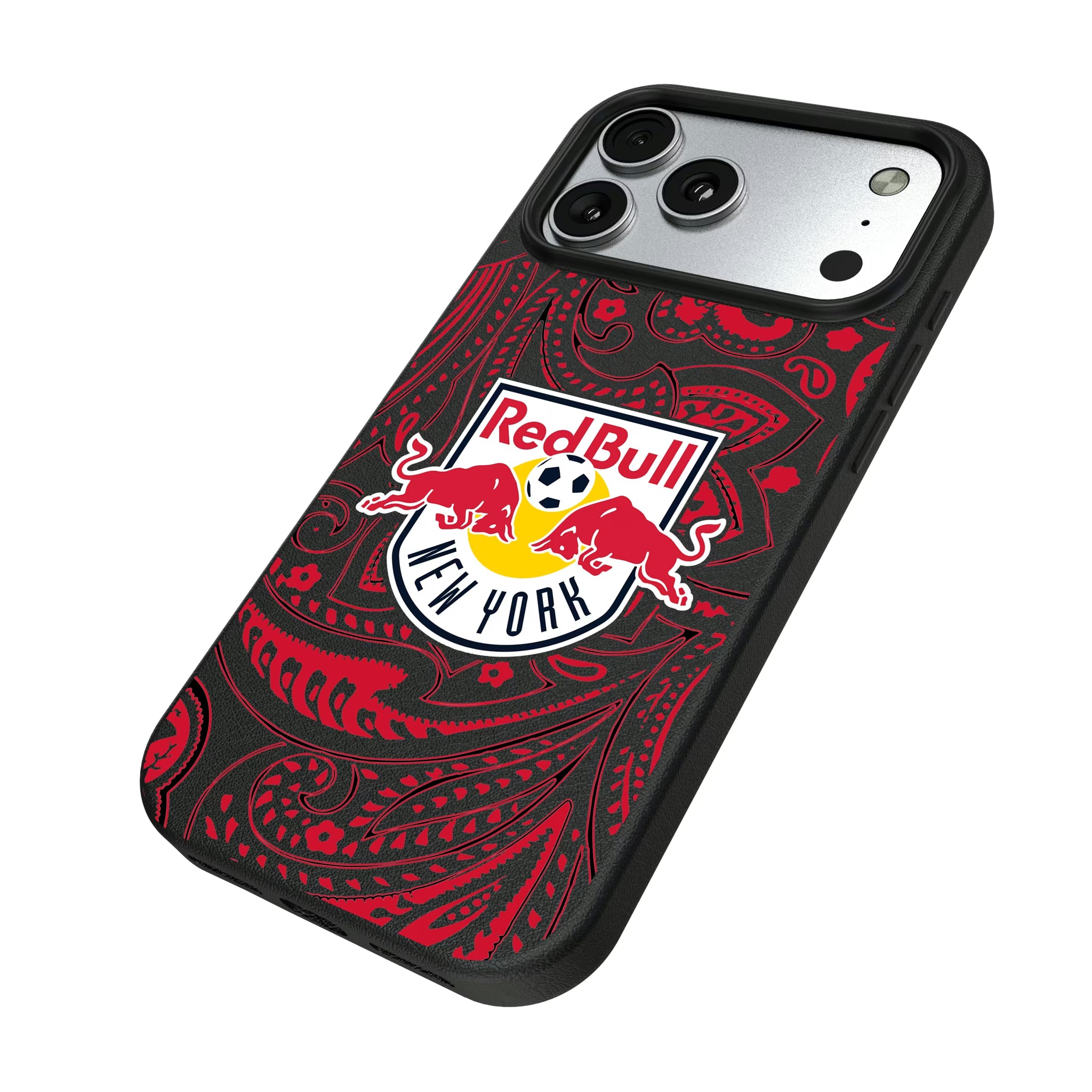 New York Red Bulls Paisley iPhone MagSafe Compatible Phone Case for Apple iPhone - Isometric View#Device_iPhone 17 Pro Max